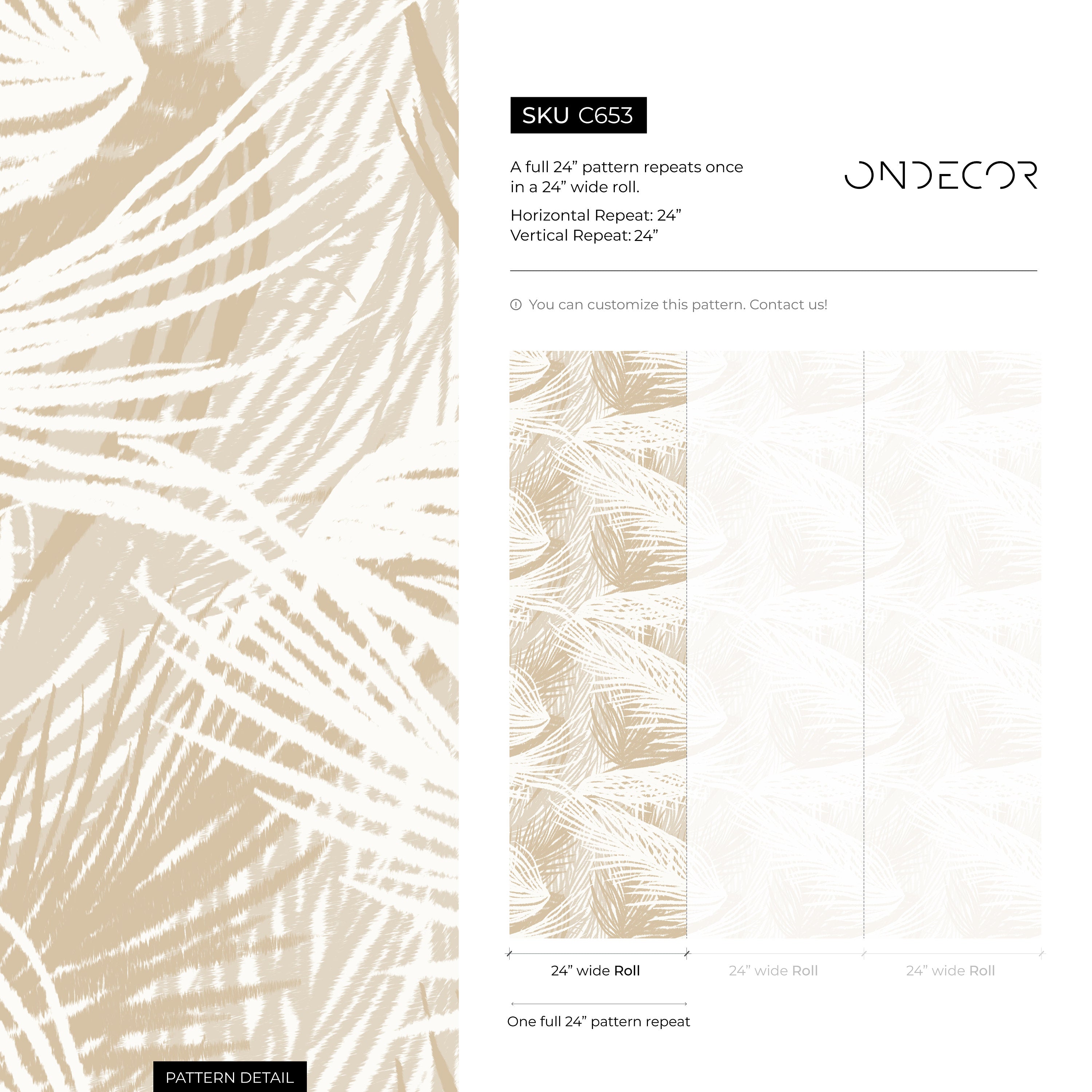 Tropical Wallpaper With A Boho Palm Leaf Motif In Beige And Cream - C653
