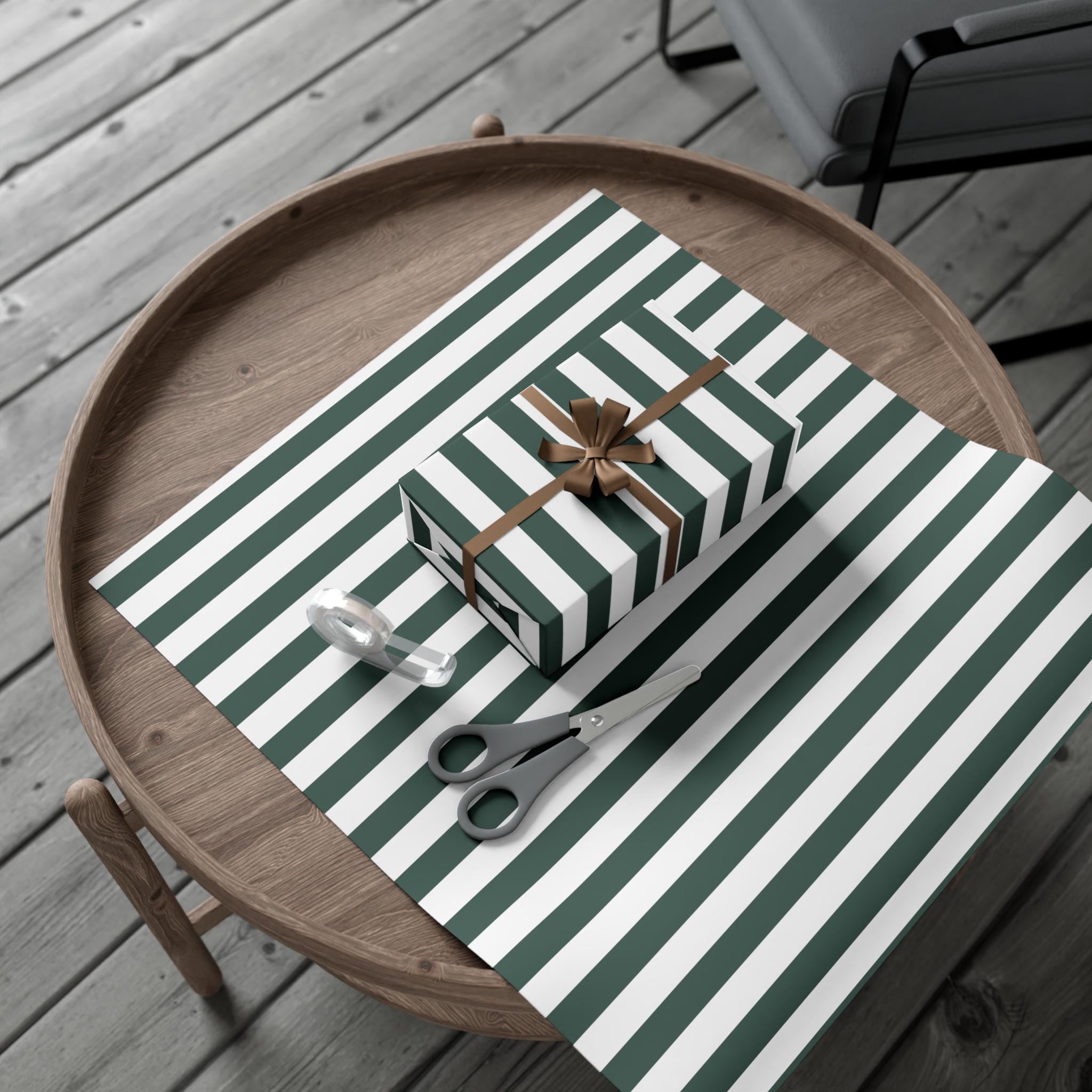 Green Striped Wrapping Paper