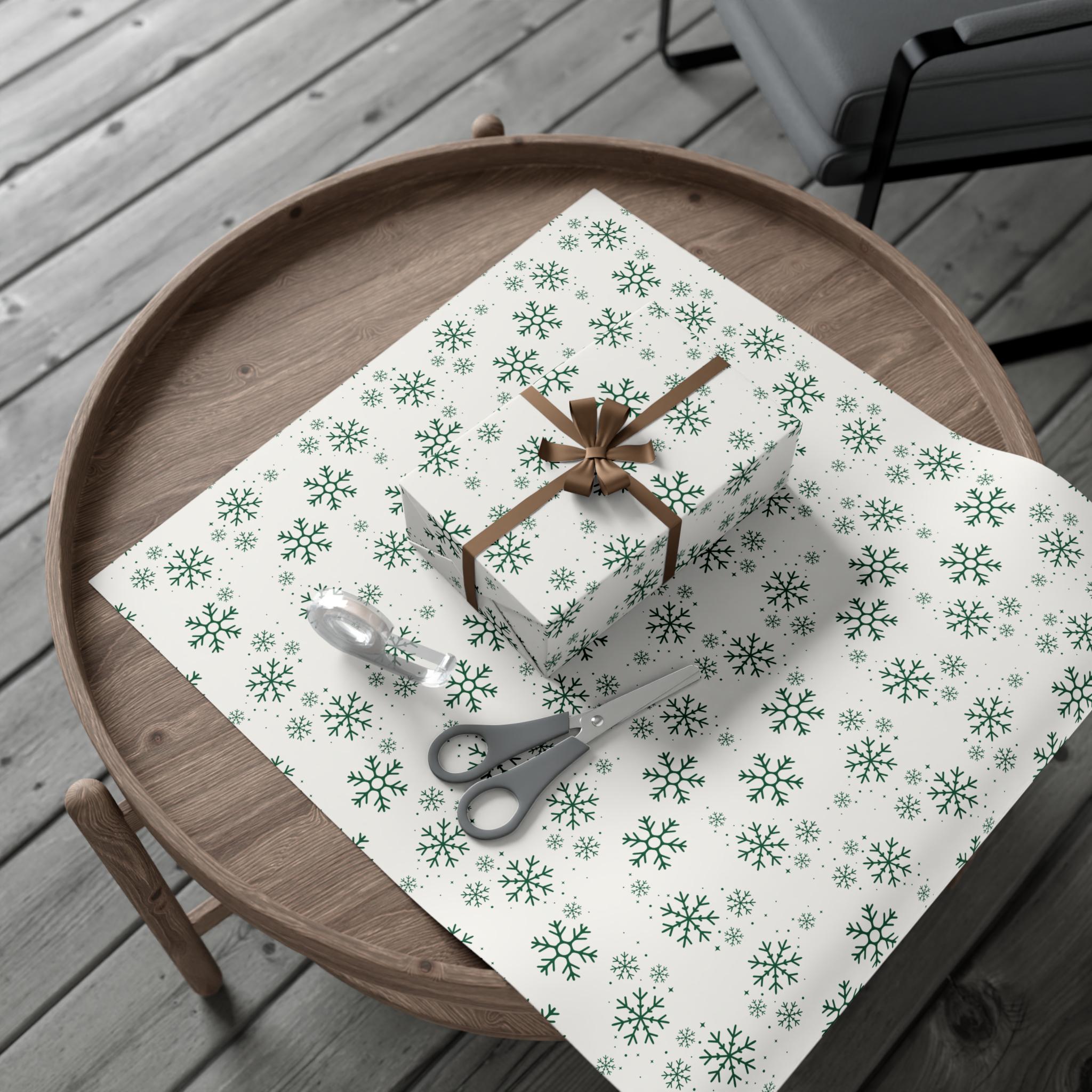 Green Snowflakes Christmas Wrapping Paper