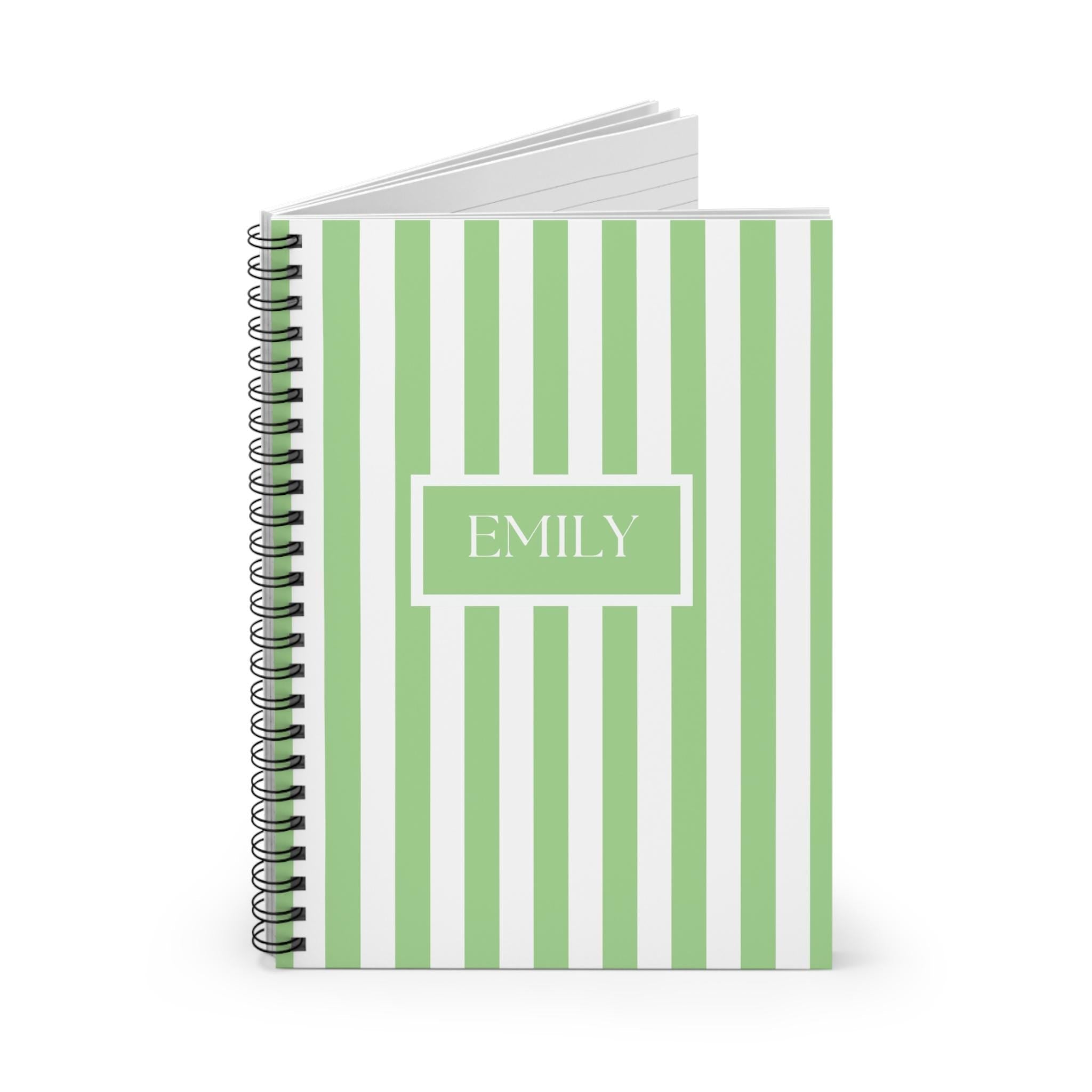 Green Striped Personalized Notebook