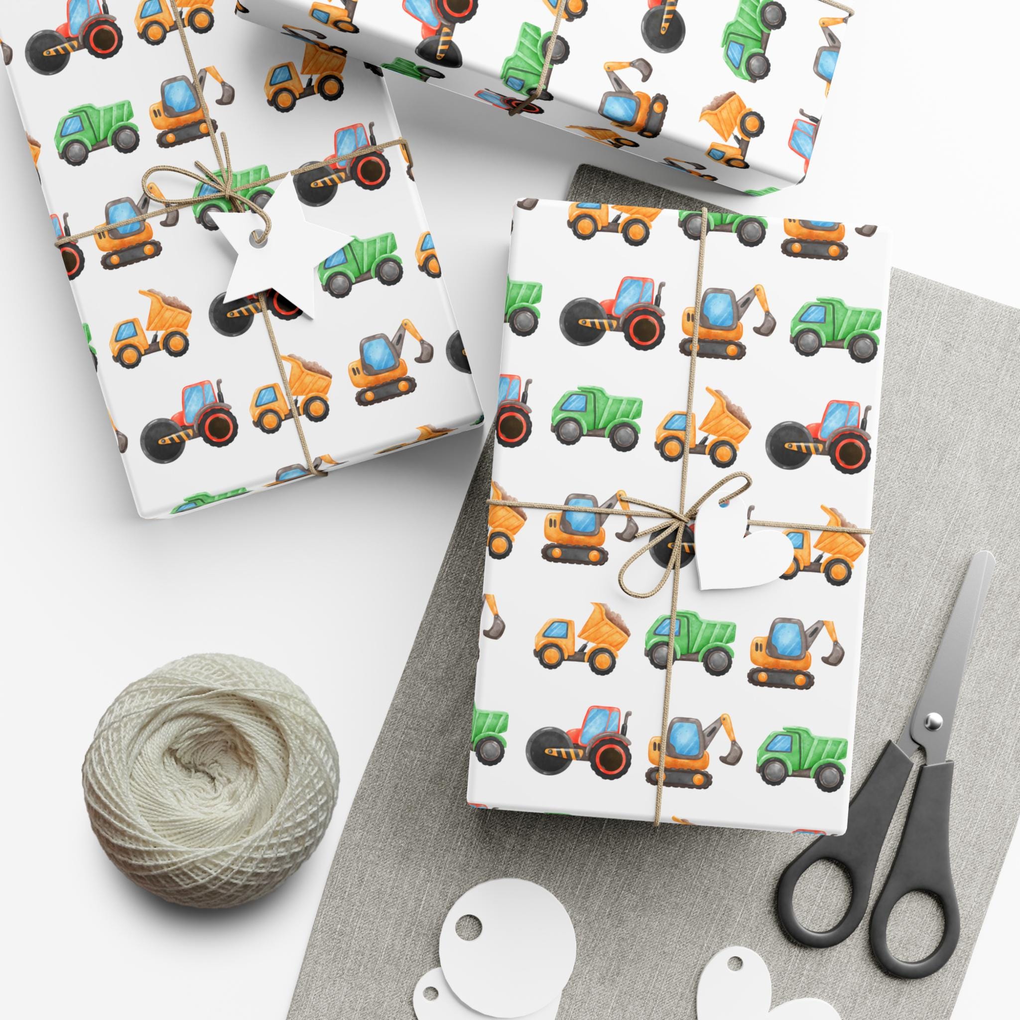 Construction Trucks Wrapping Paper