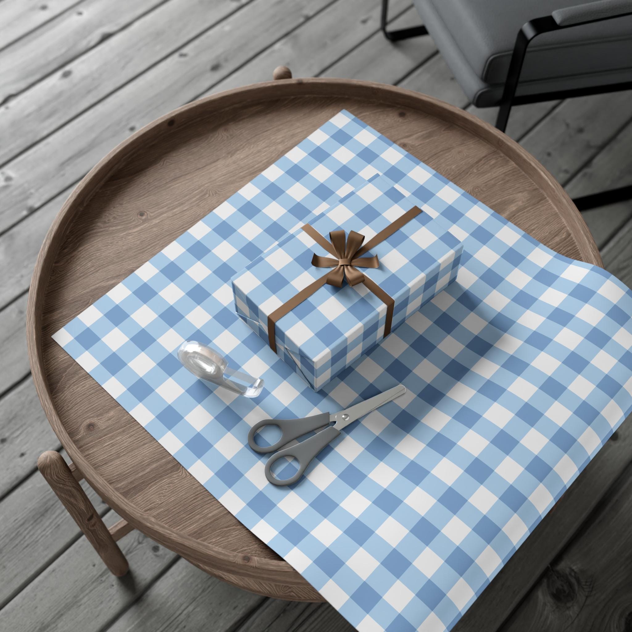 Light Blue Gingham Wrapping Paper
