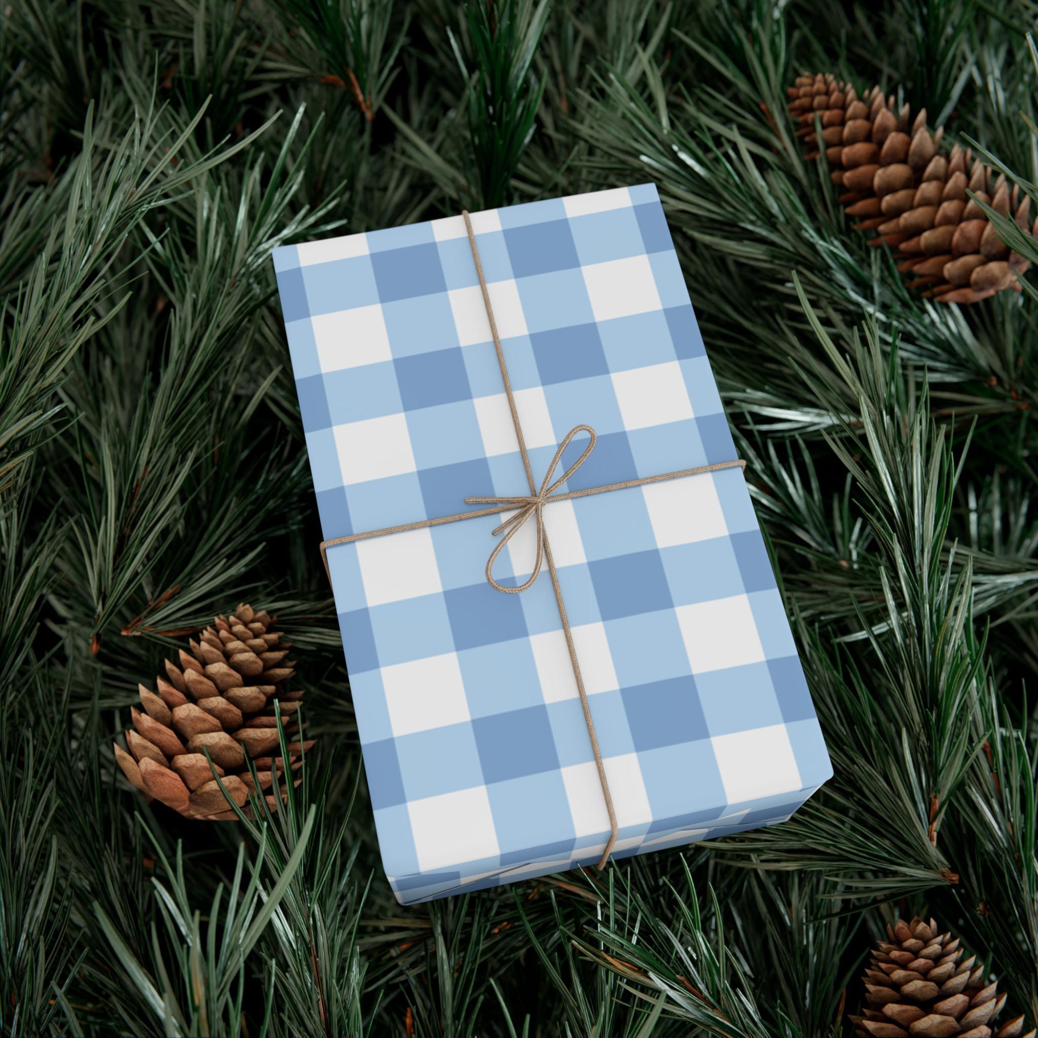 Light Blue Gingham Wrapping Paper