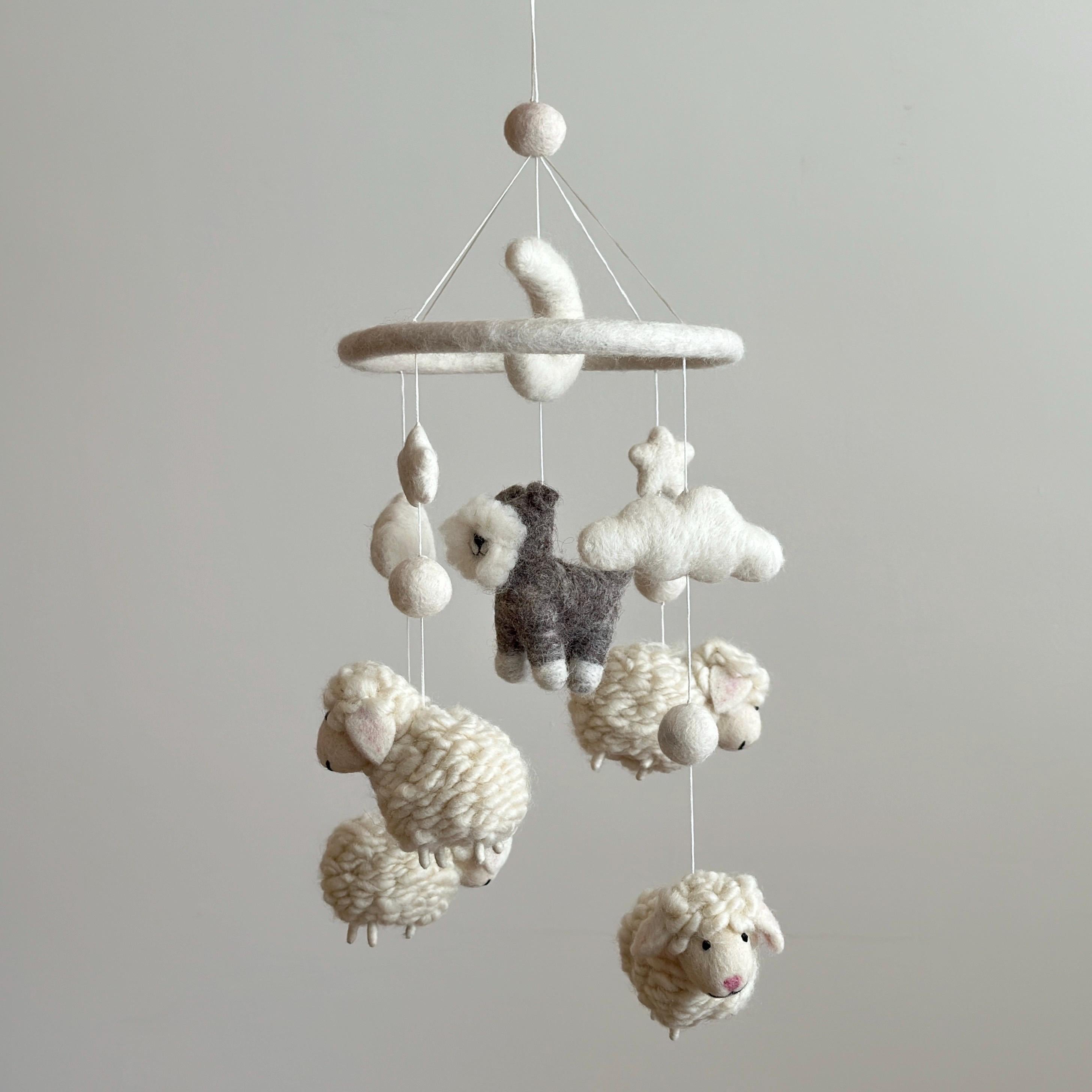 Schnauzer + Sheep Baby Mobile For Nursery Decor