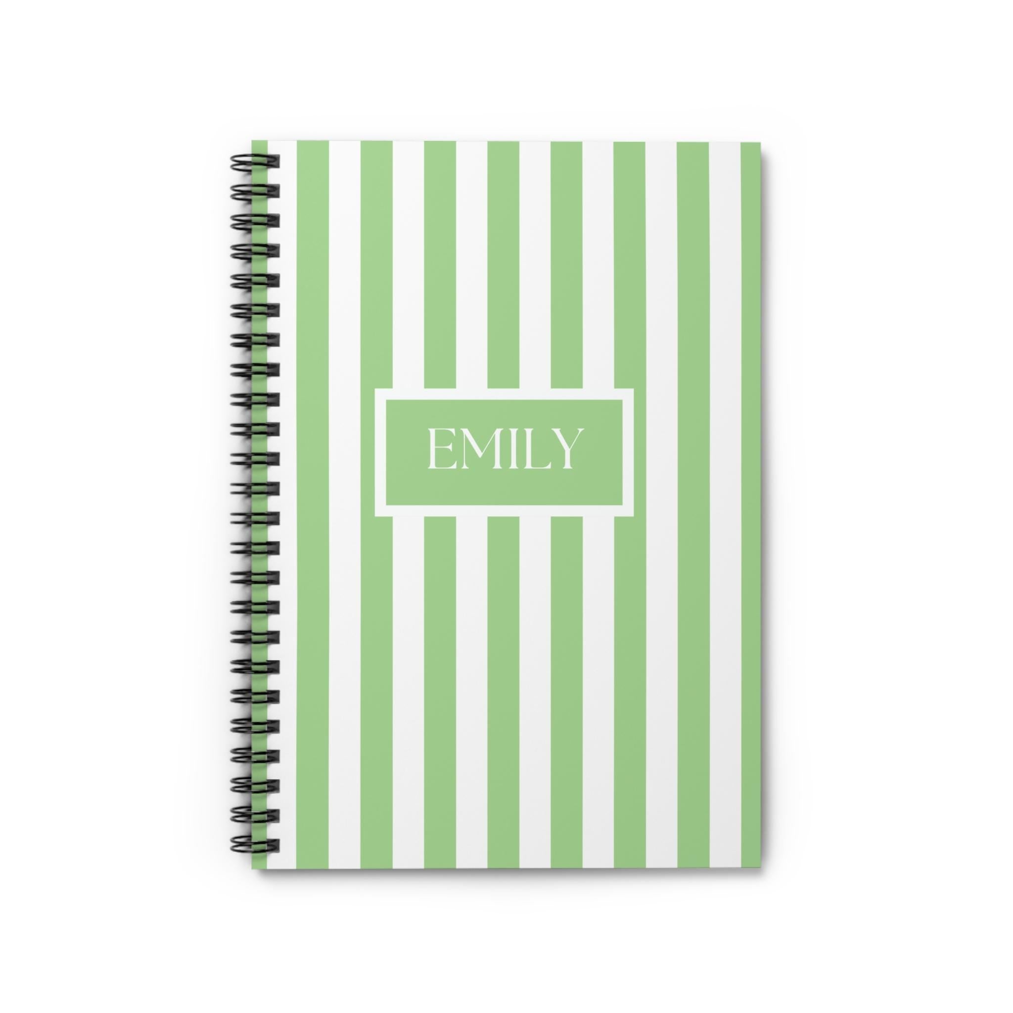 Green Striped Personalized Notebook