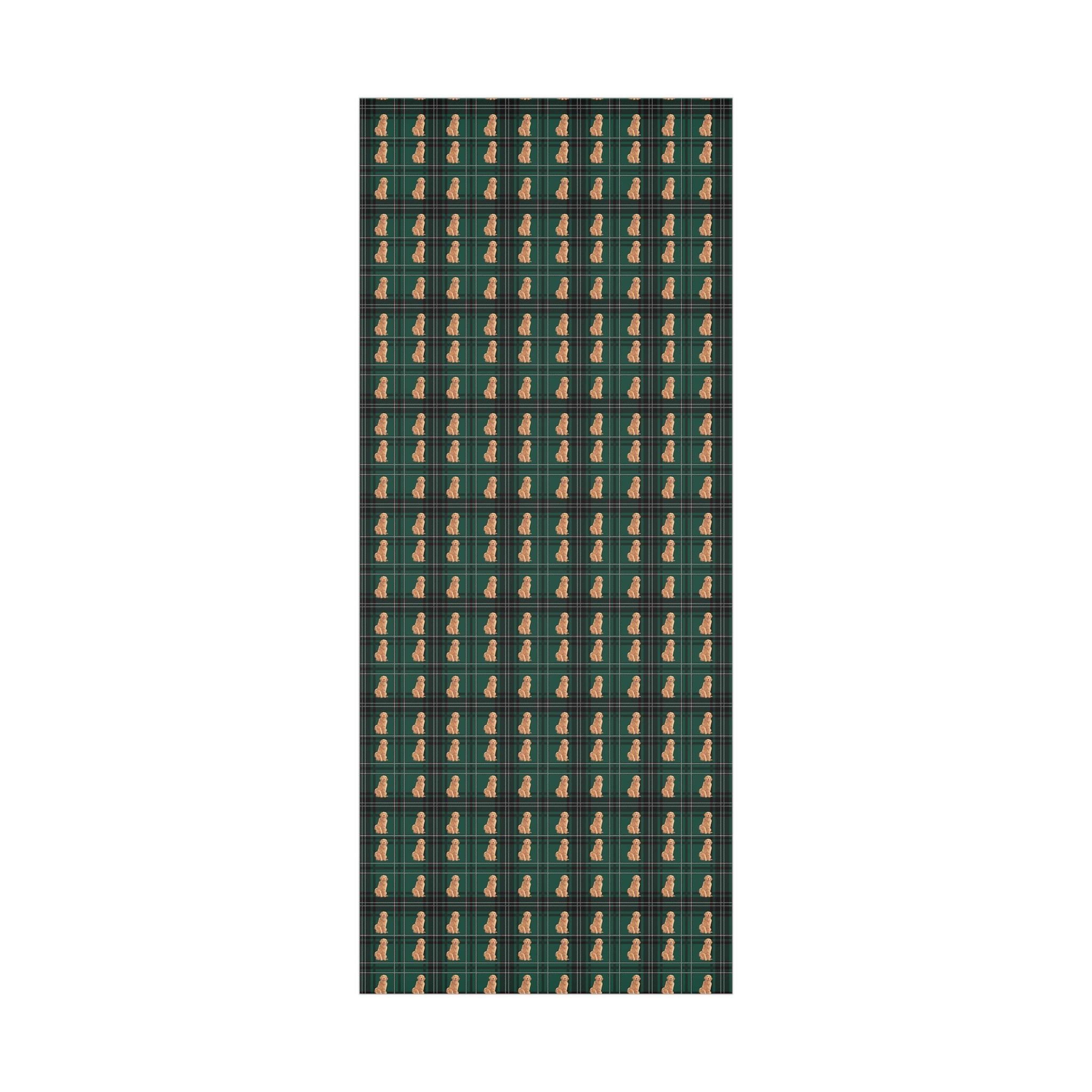 Golden Retriever Green Plaid Wrapping Paper