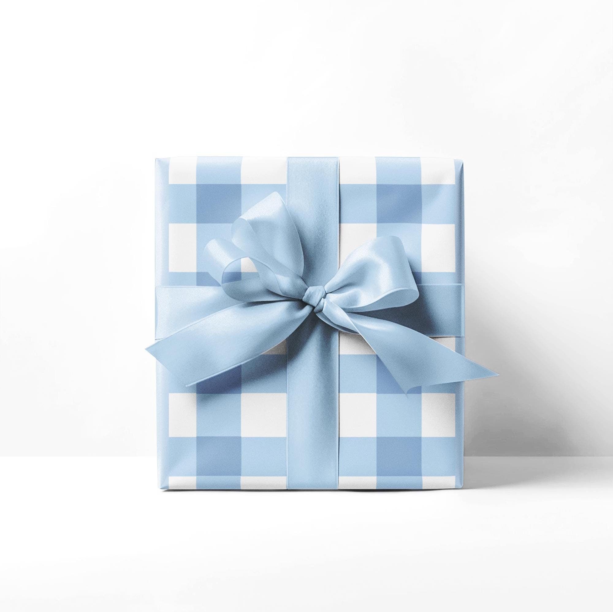 Light Blue Gingham Wrapping Paper