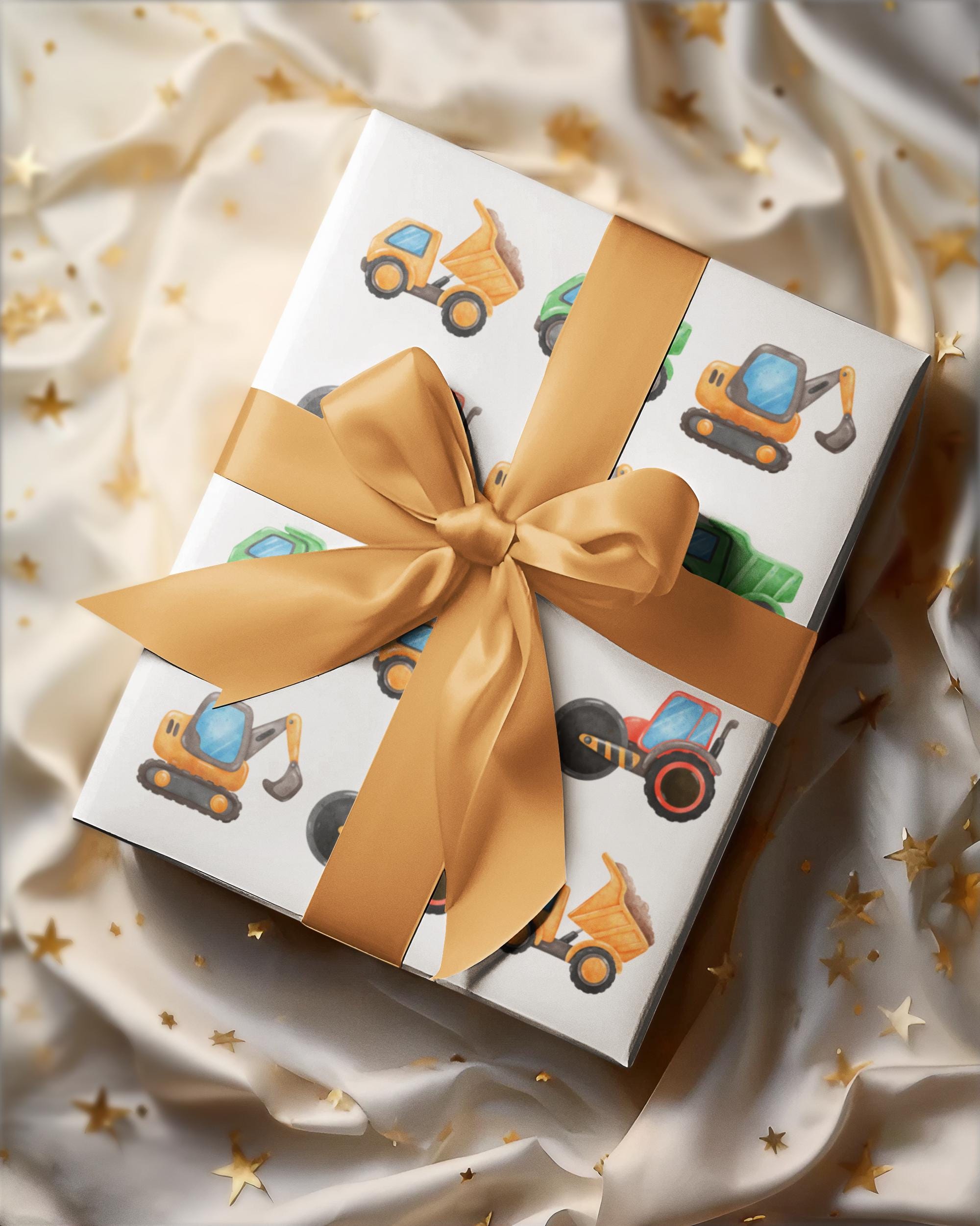 Construction Trucks Wrapping Paper