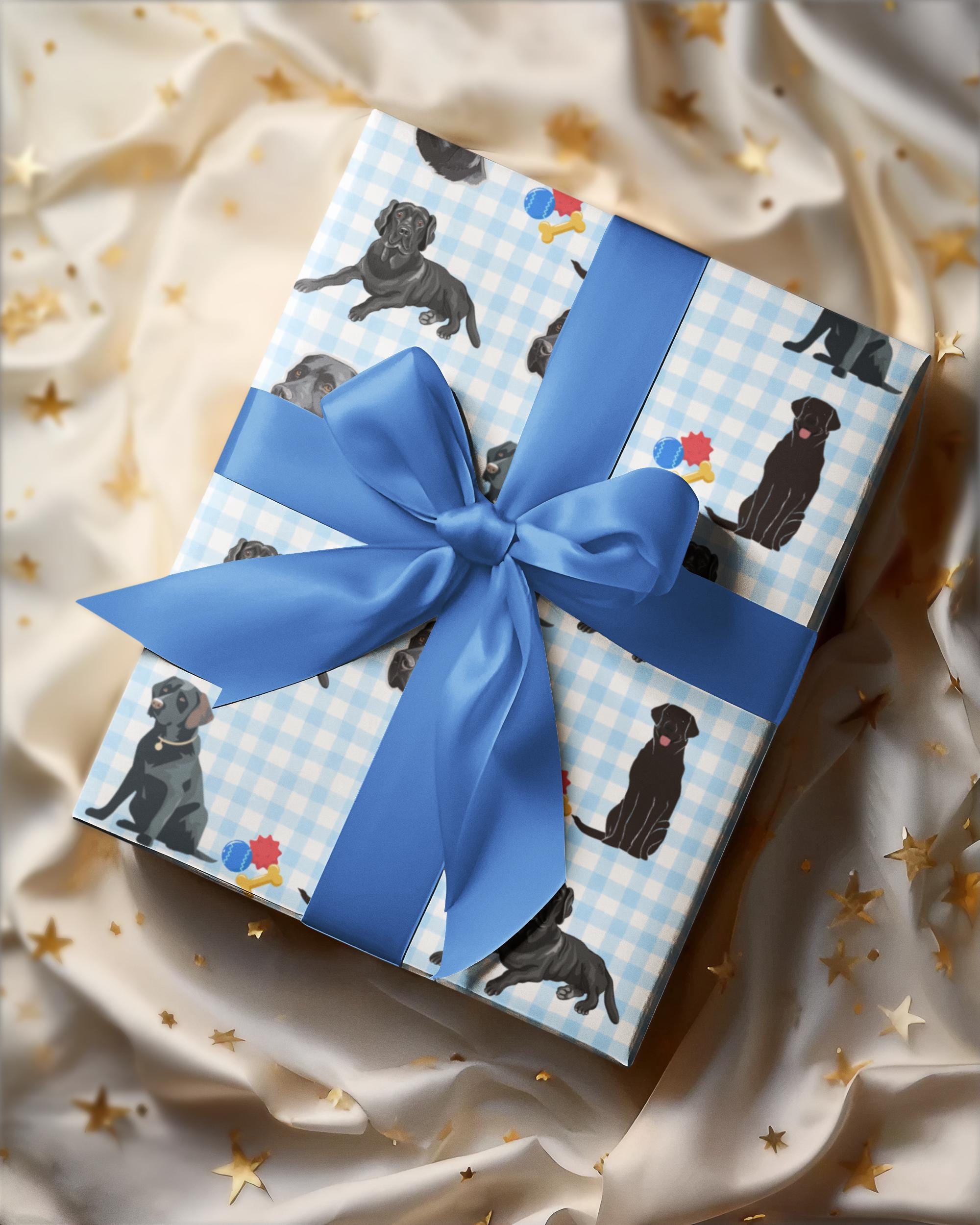 Black Lab Gingham Wrapping Paper