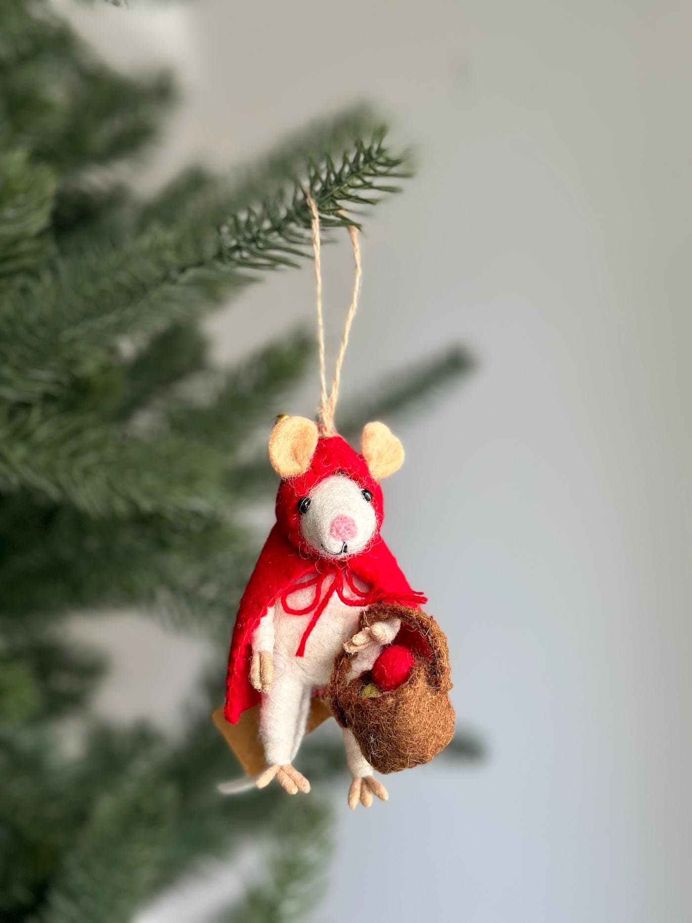 Little Red Mouse-ette Felt Ornament Ornament
