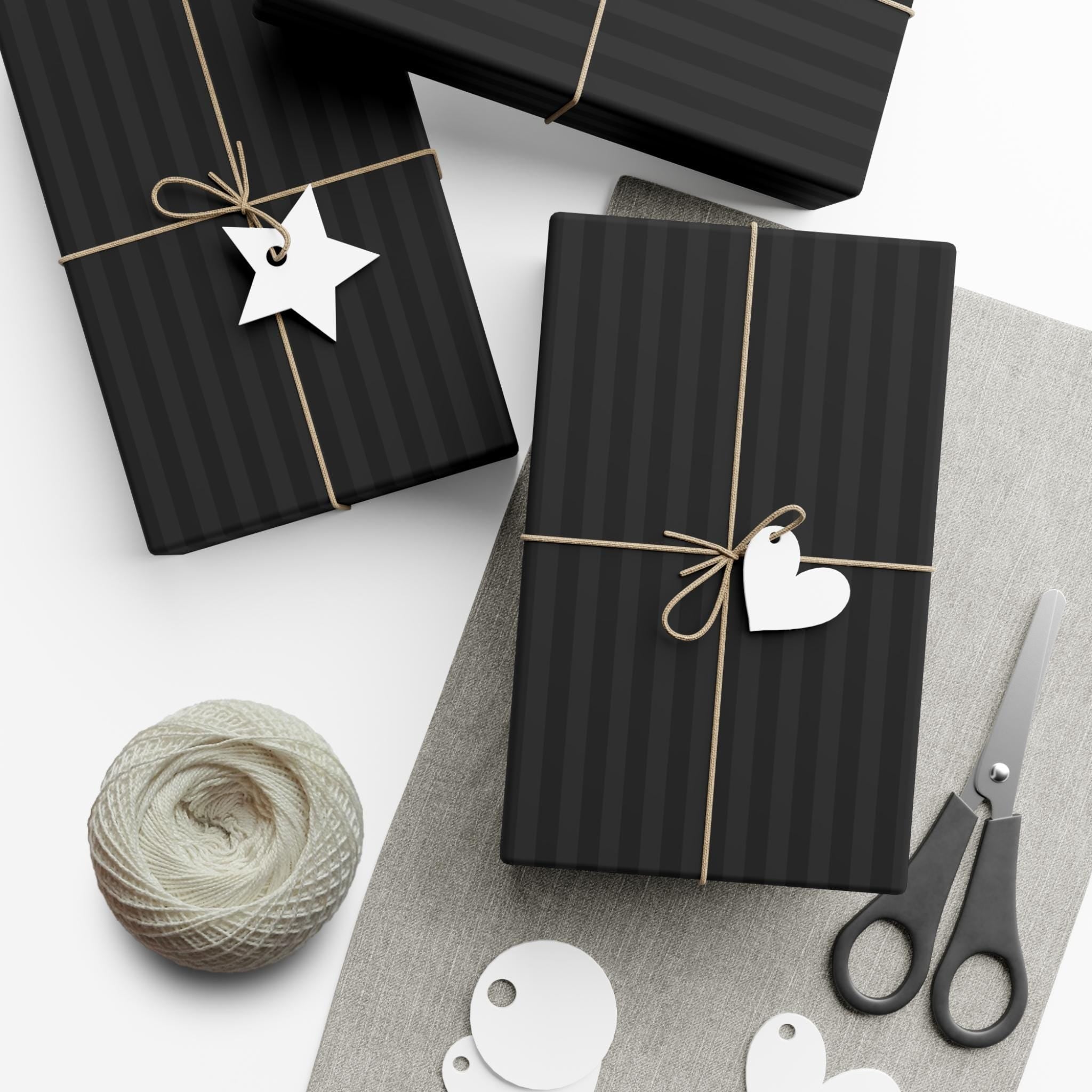 Black Striped Holiday Wrapping Paper