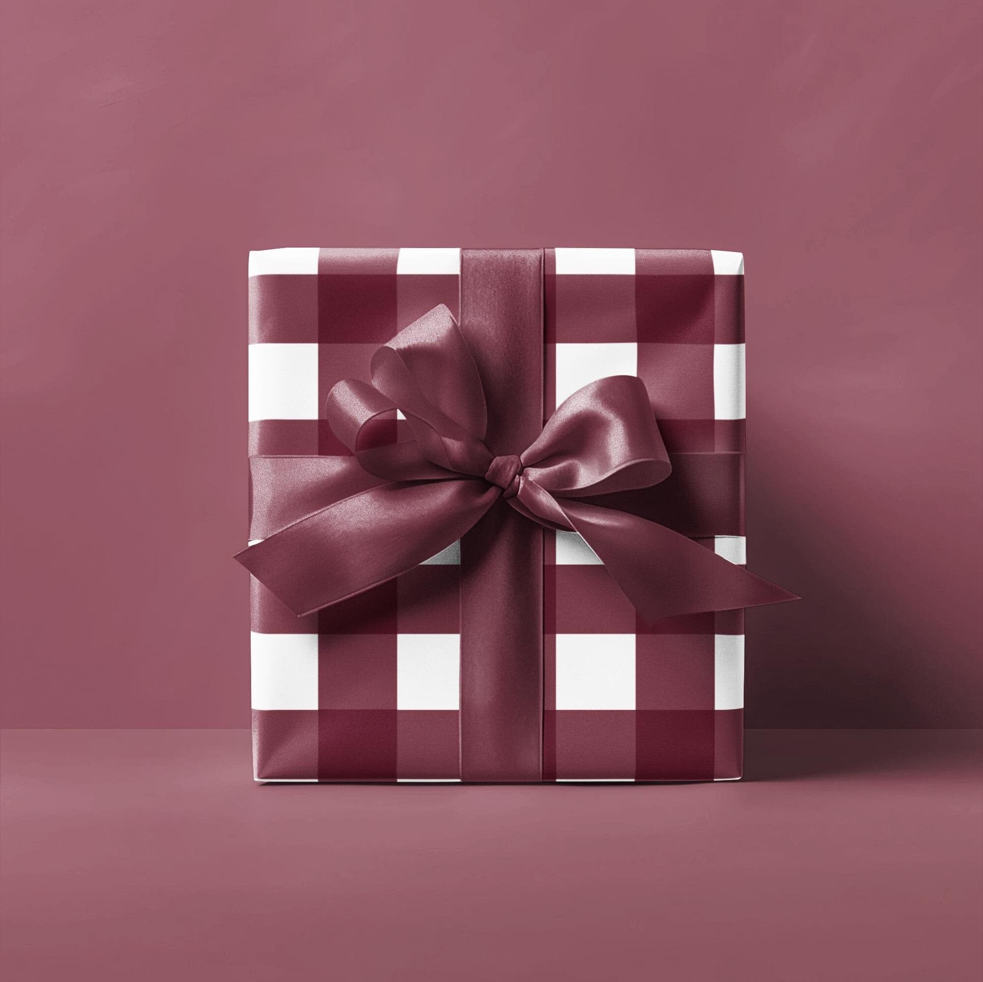 Burgundy Gingham Gift Wrap