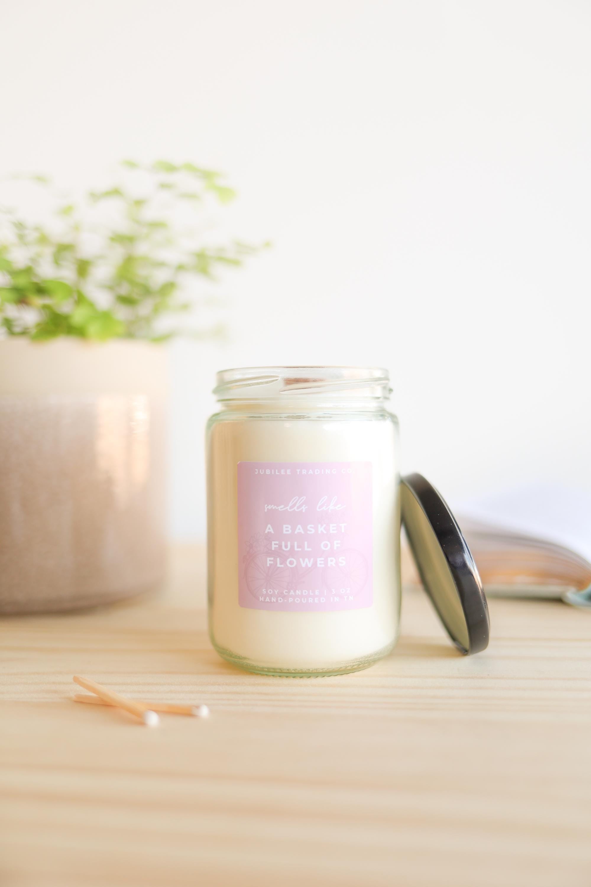 A Basket Full Of Flowers Candle