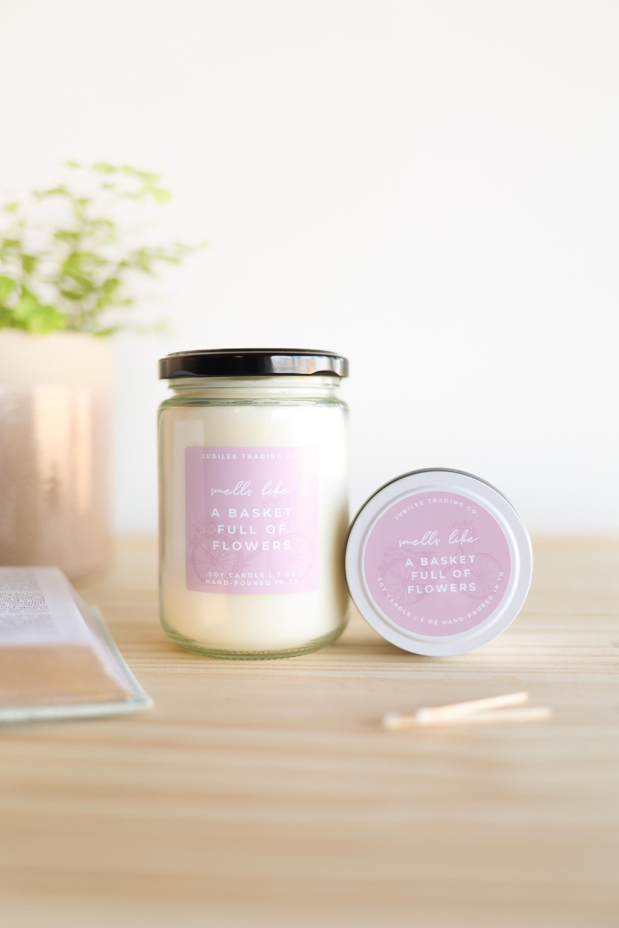 A Basket Full Of Flowers Candle