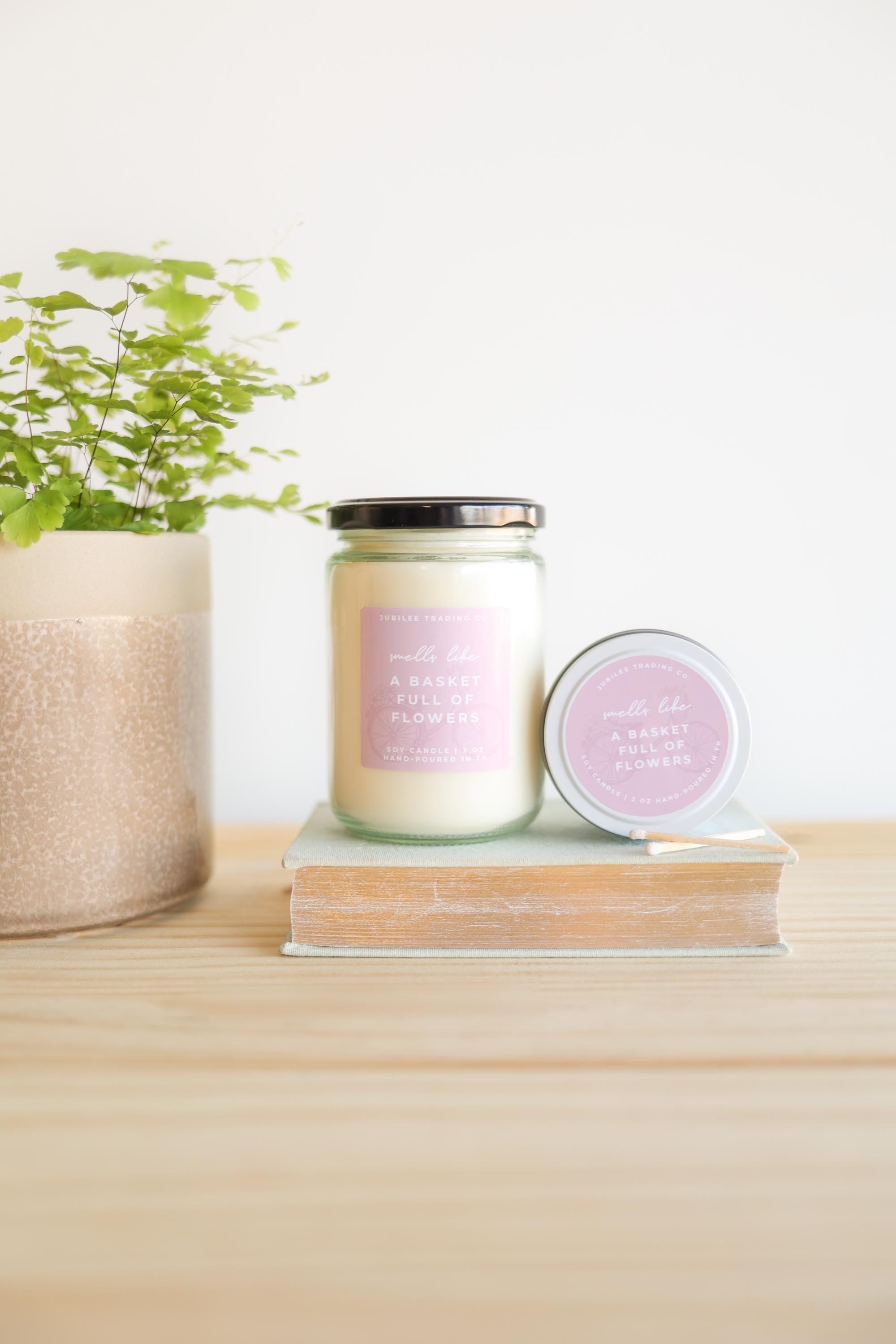 A Basket Full Of Flowers Candle