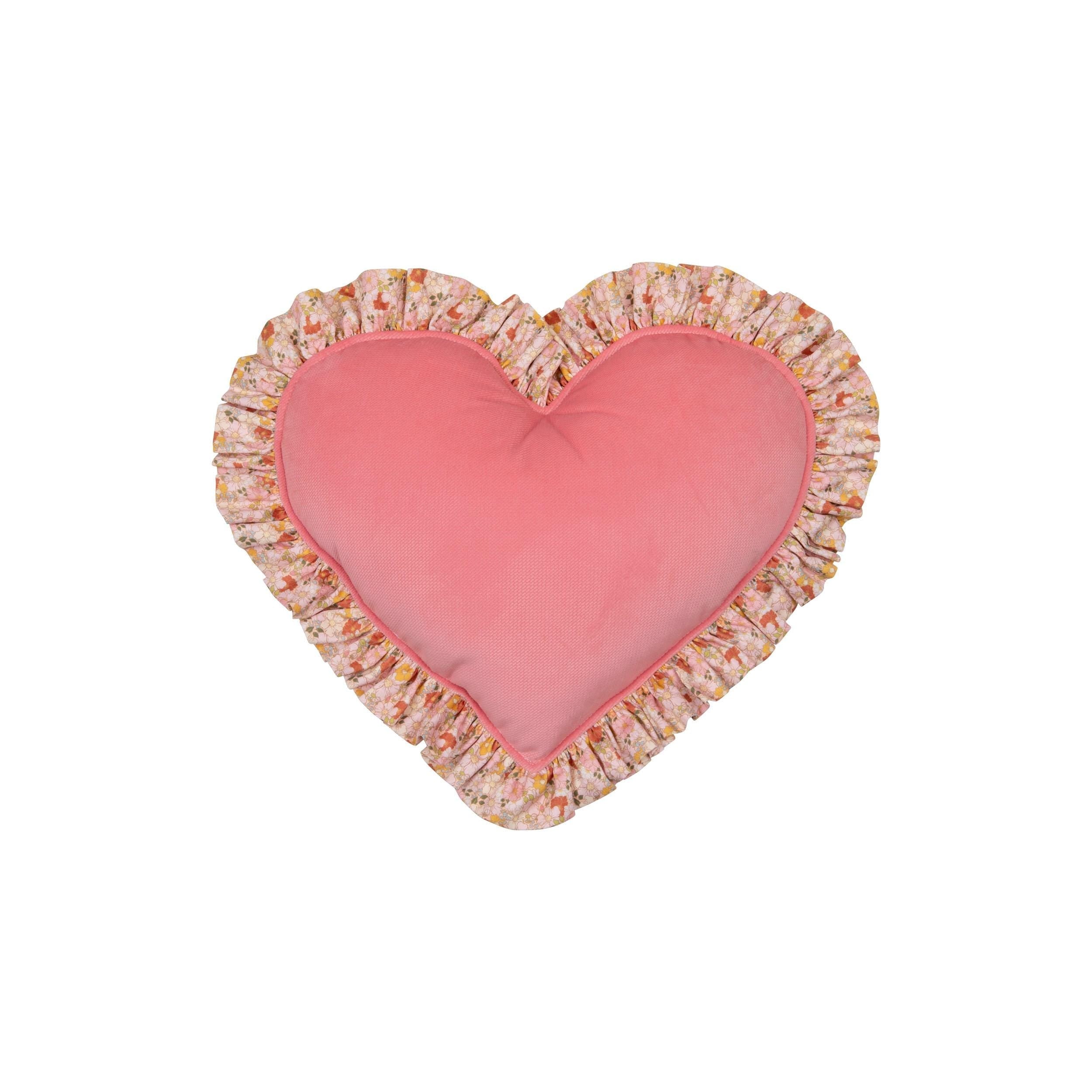 "spring Garden" Heart Pillow With Checkered Frill
