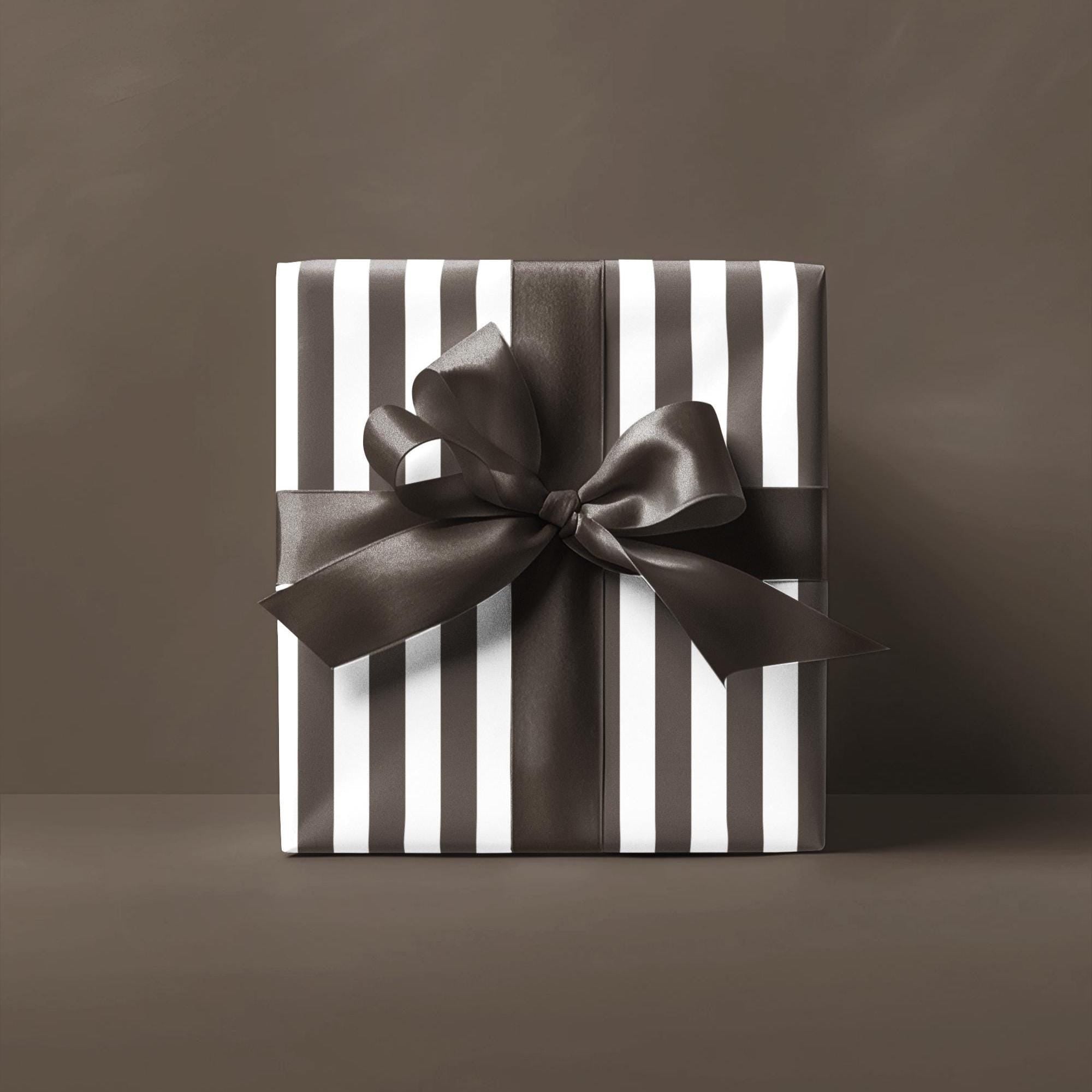 Espresso Brown Stripe Wrapping Paper