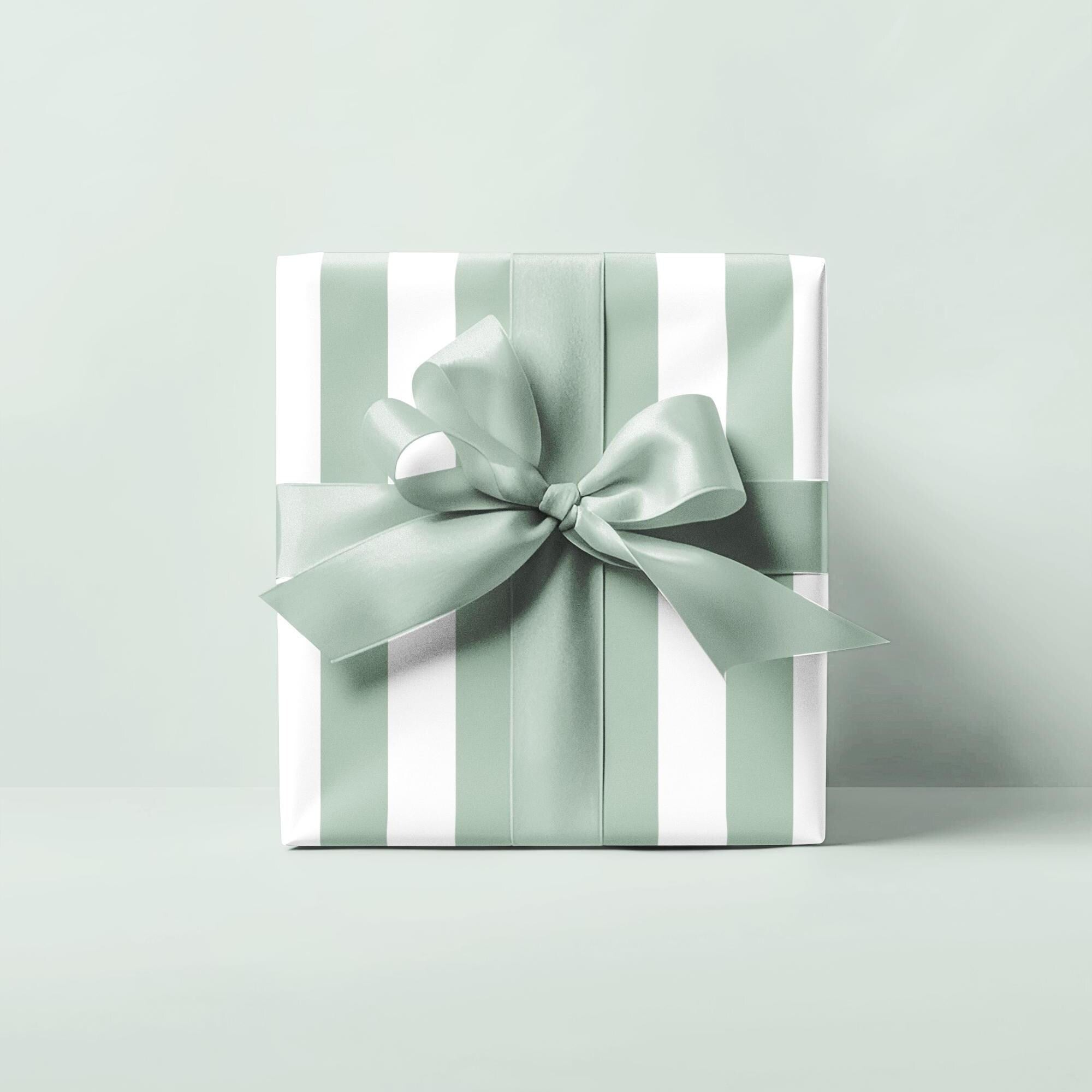 Light Green Striped Wrapping Paper