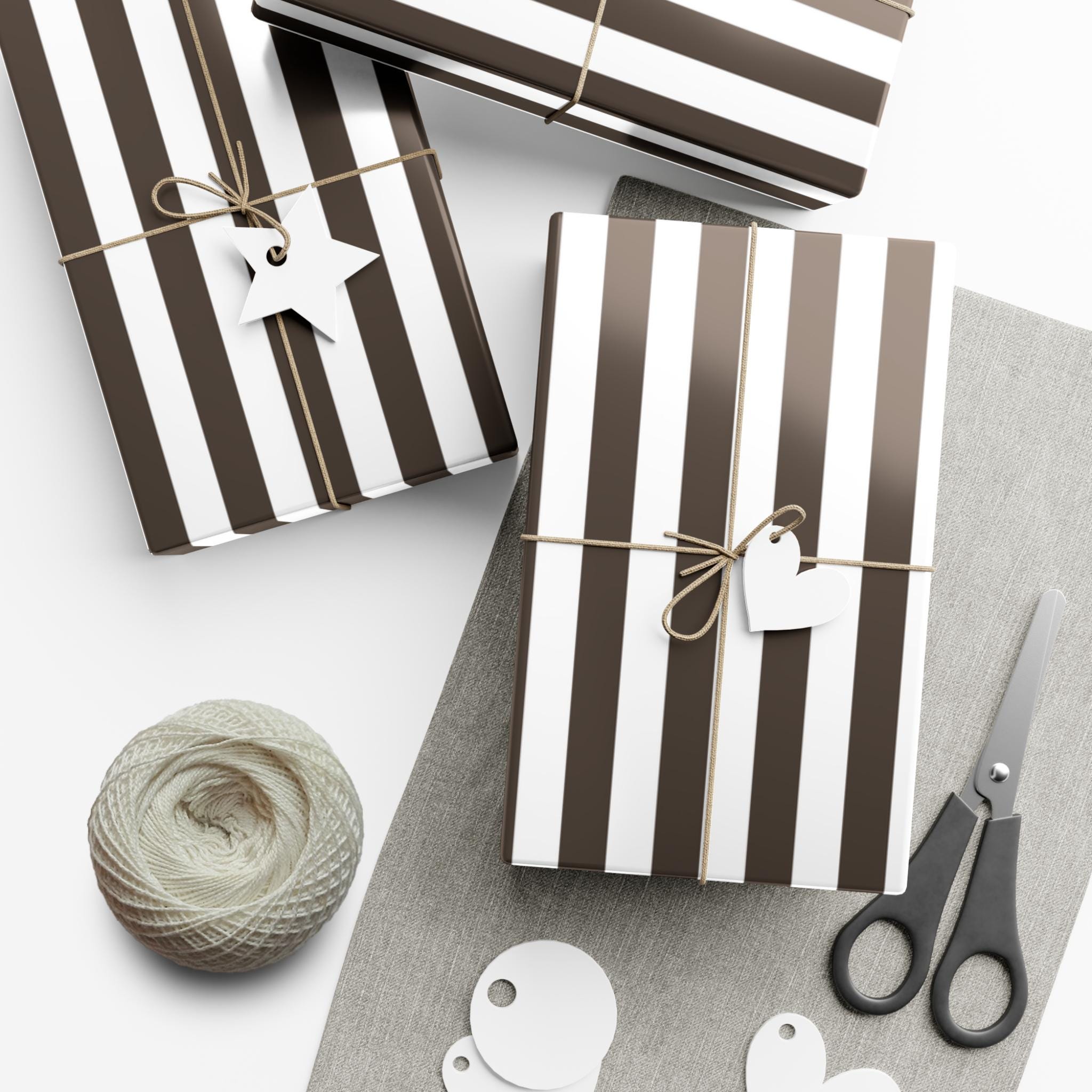 Espresso Brown Stripe Wrapping Paper