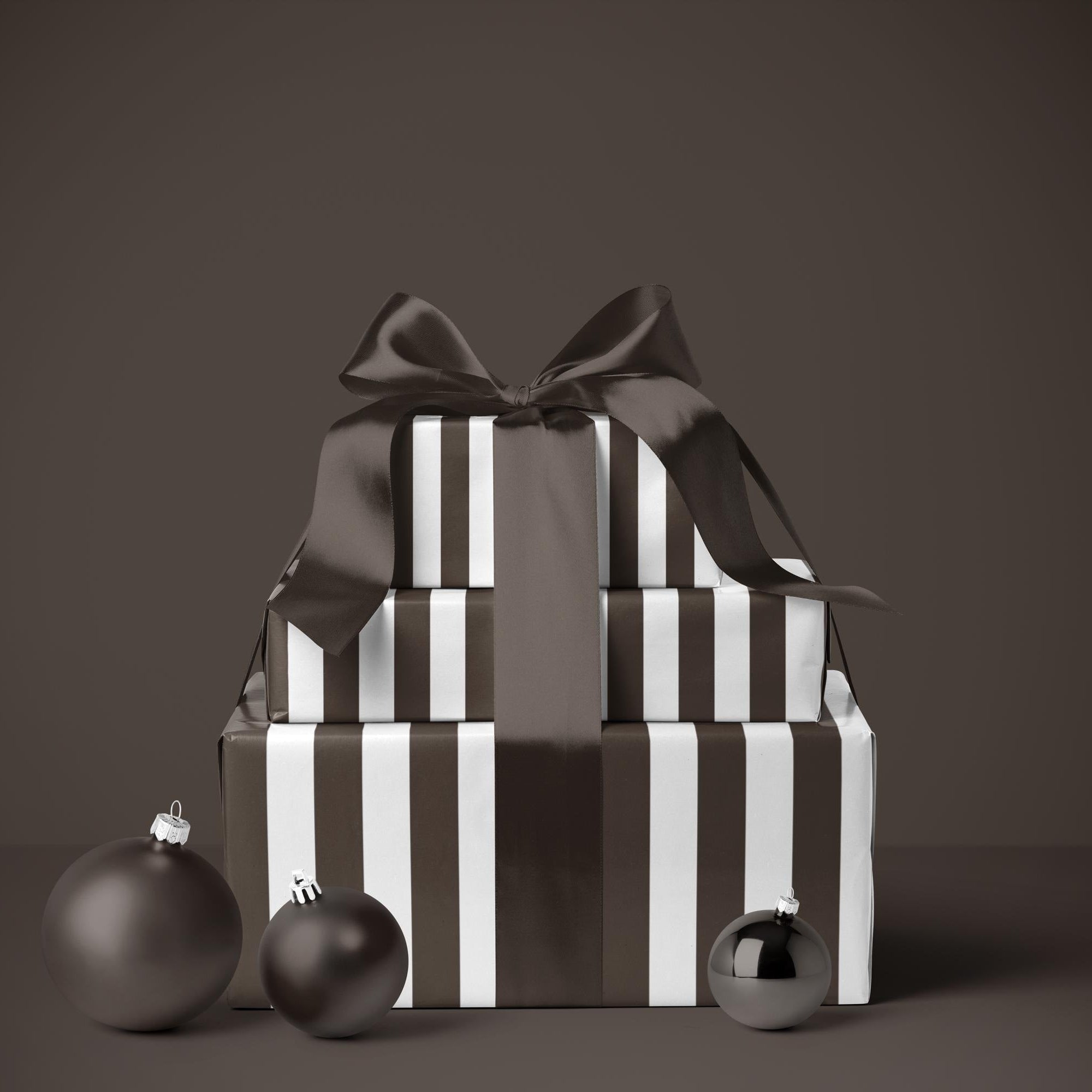 Espresso Brown Stripe Wrapping Paper