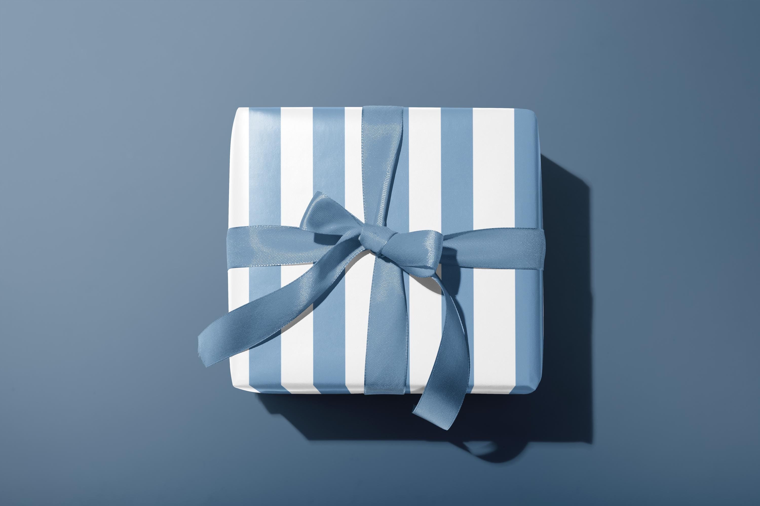 French Blue Striped Wrapping Paper