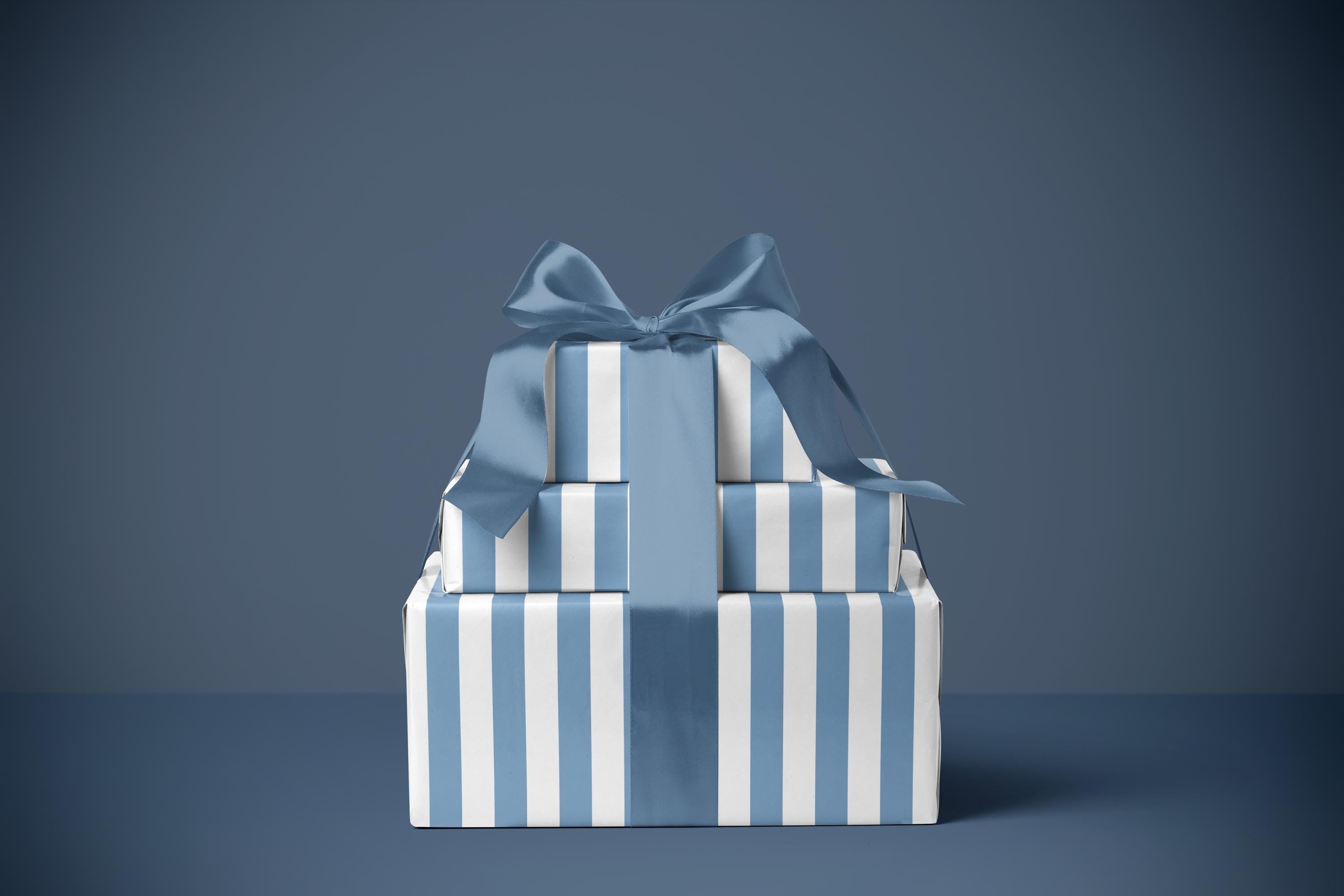French Blue Striped Wrapping Paper