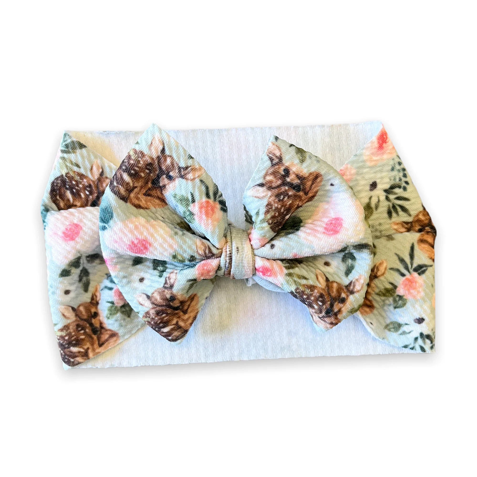 Blue Fawn Deer With Floral Headwrap Bow