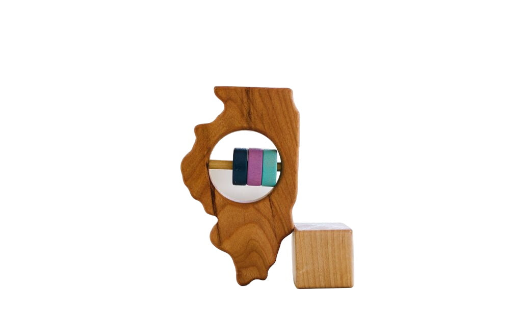 Illinois State Wooden Baby Rattleā¢