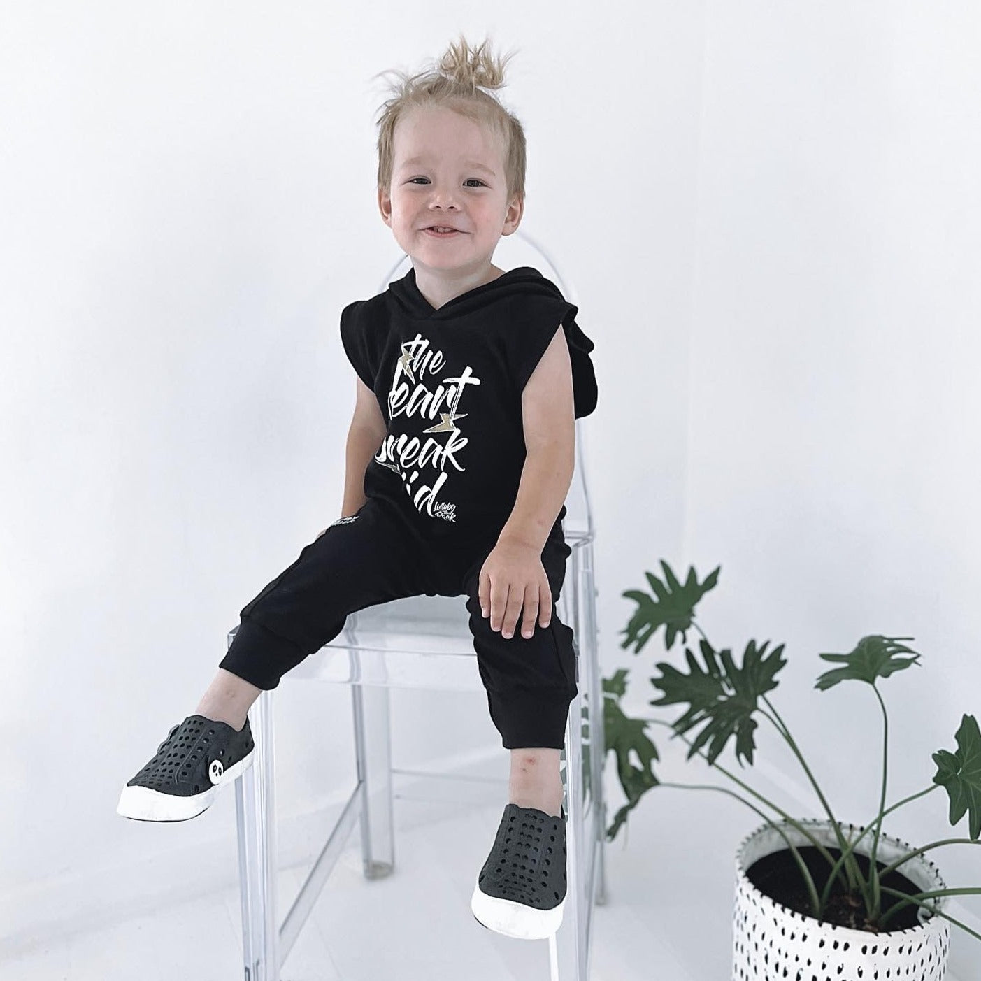 Toddler Perforated Slip On Water Sneakers in Black - Ello