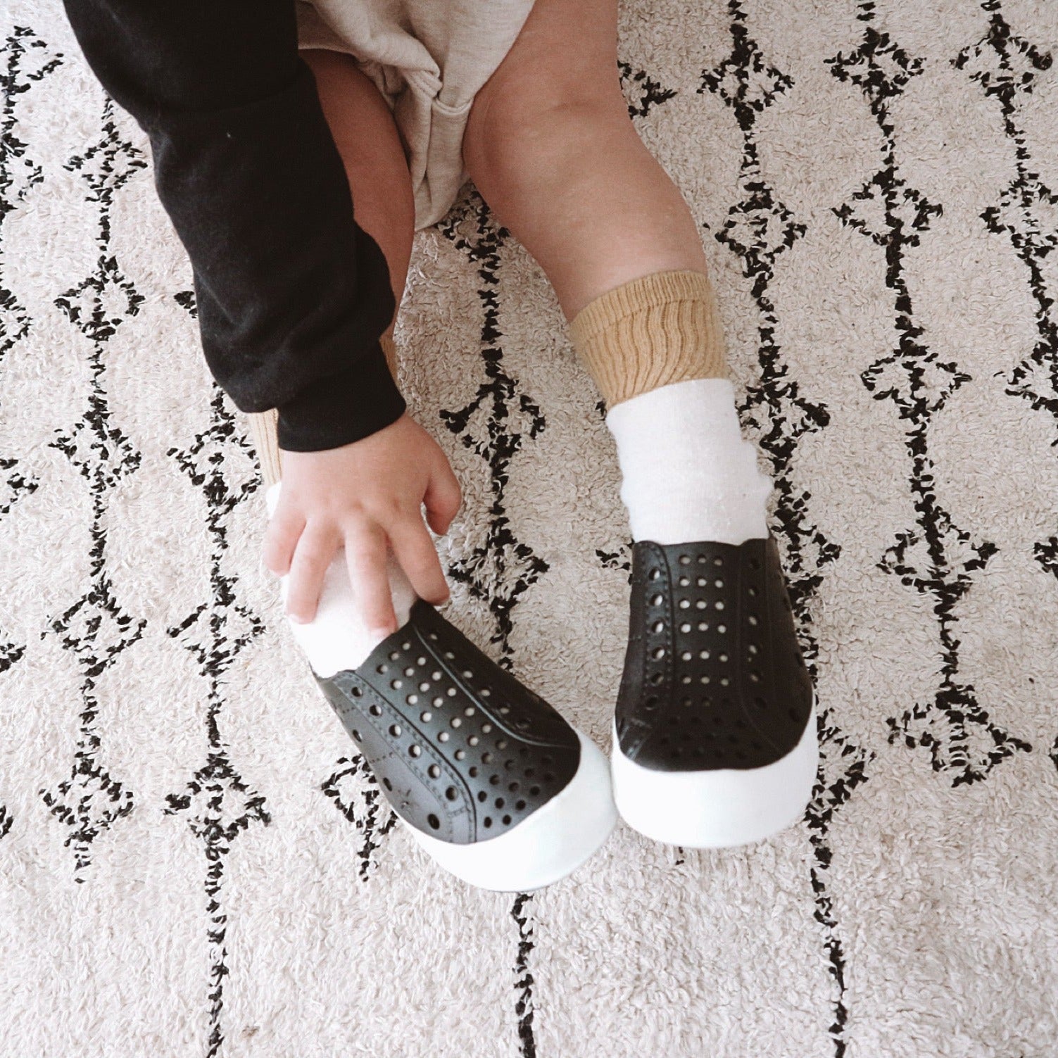 Toddler Perforated Slip On Water Sneakers in Black - Ello