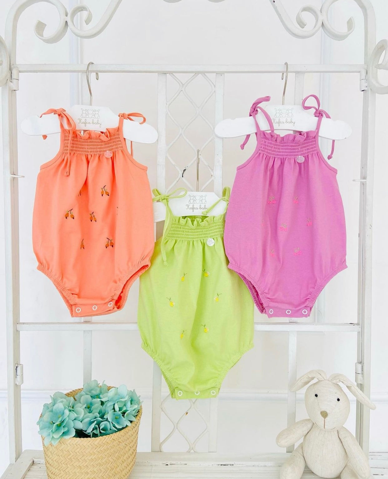 Smocked Bubble With Embroidered Cashew Fruit