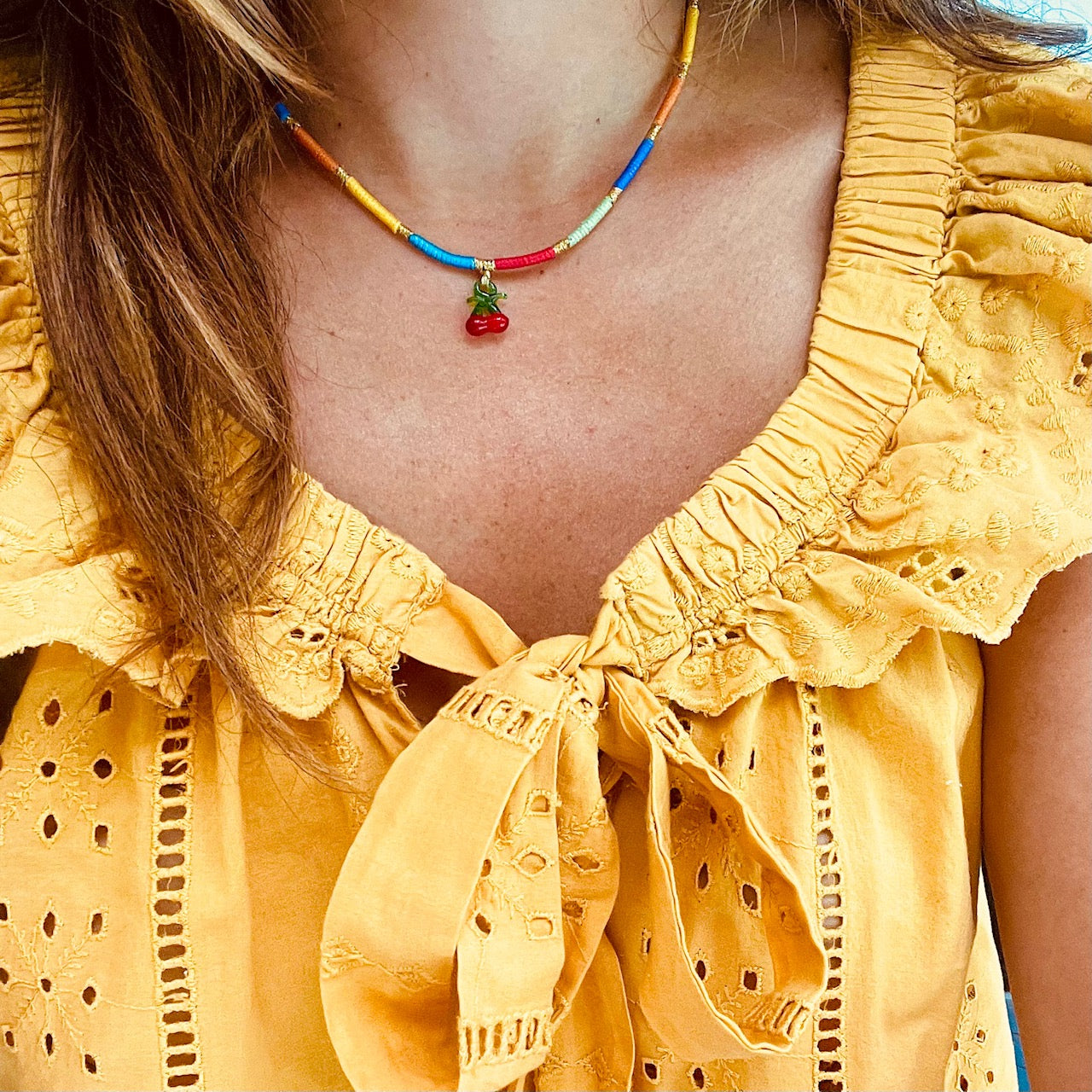 Shoshanna X Oiya: Cherry Threaded Choker