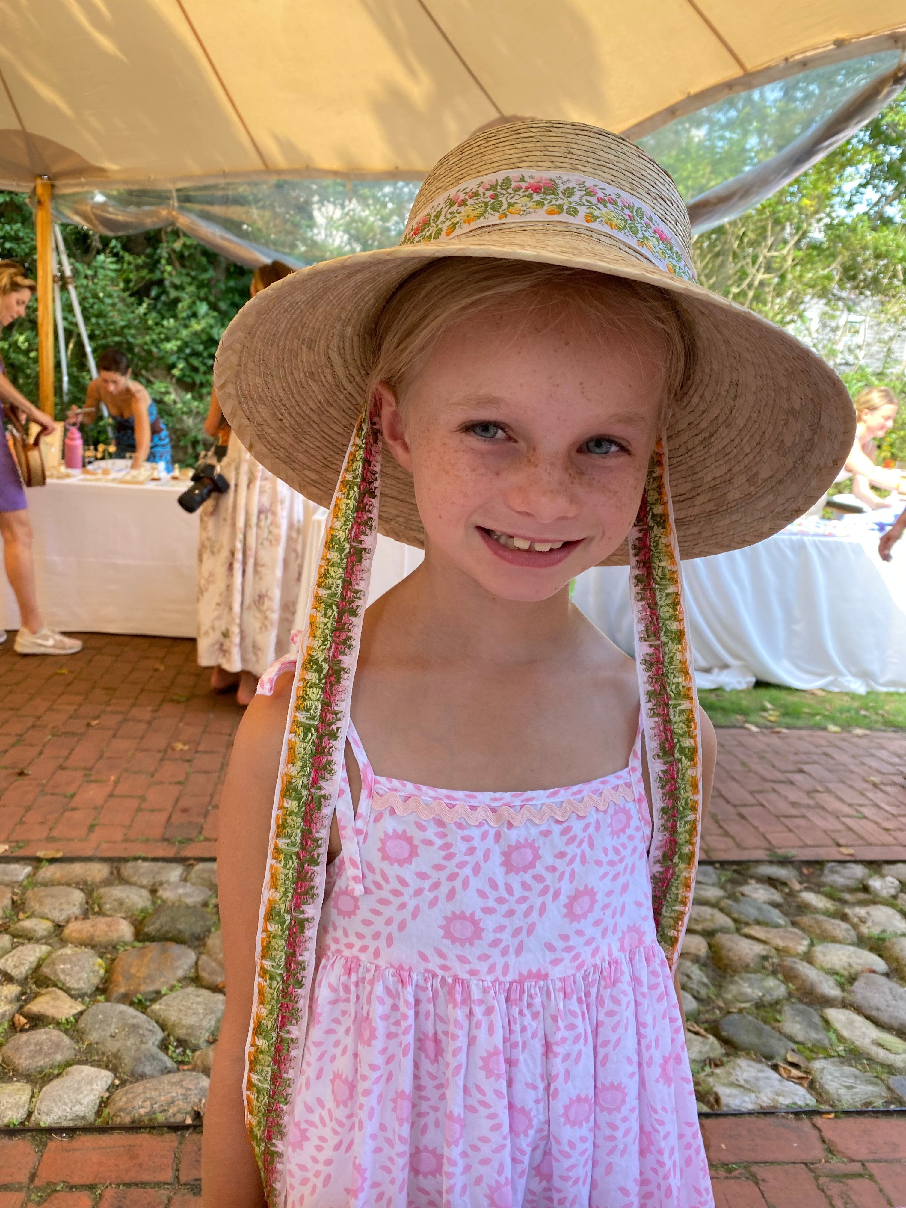 Palmetto Little Girl’s Hat - Long & Thin French Blue Grosgrain Ribbon