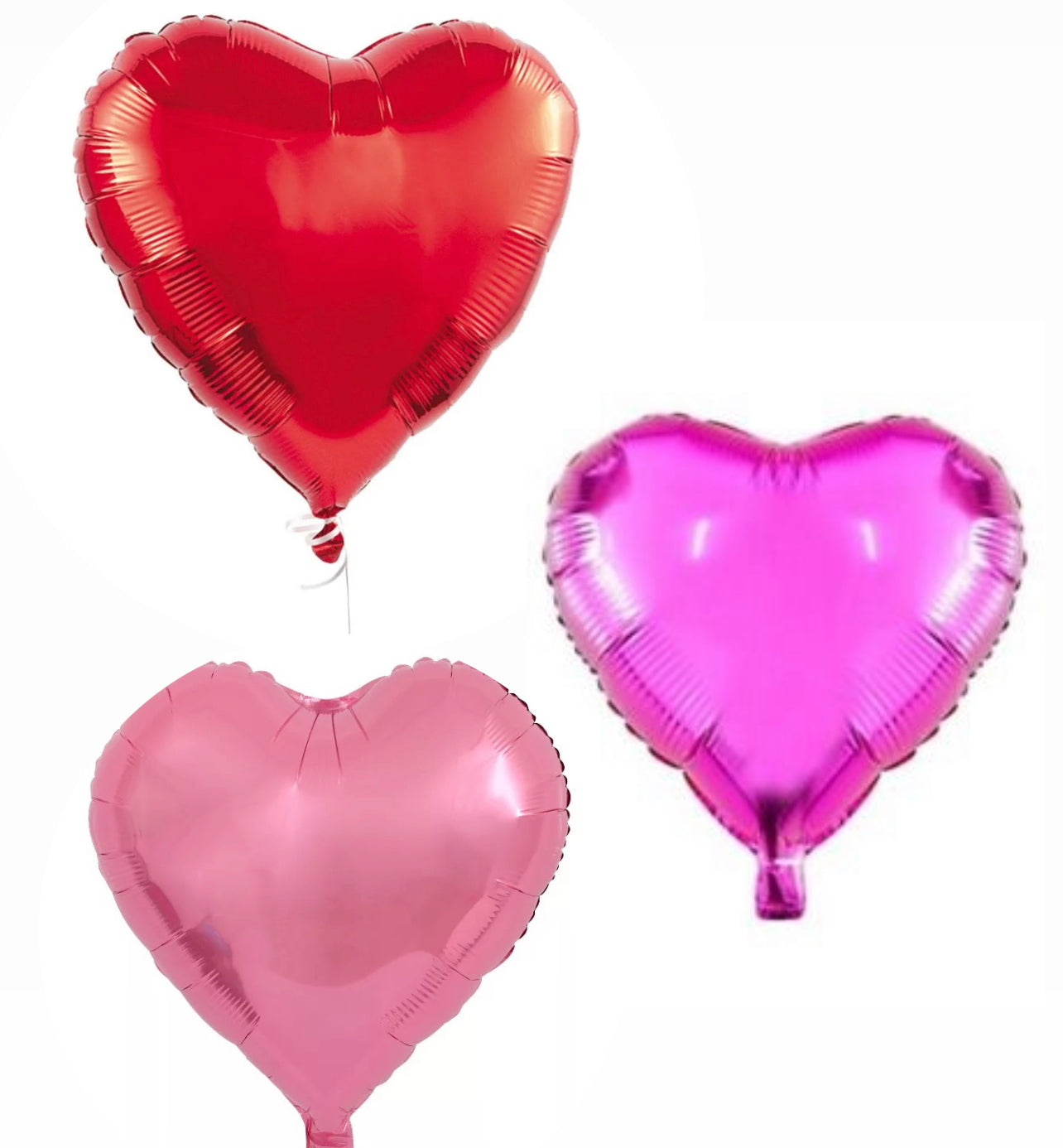 Red And Hot Pink Mylar Heart Balloon Set
