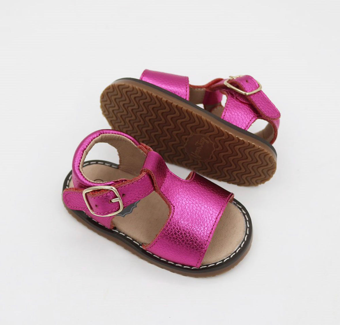 Paige T-bar Sandals - Metallic Pink