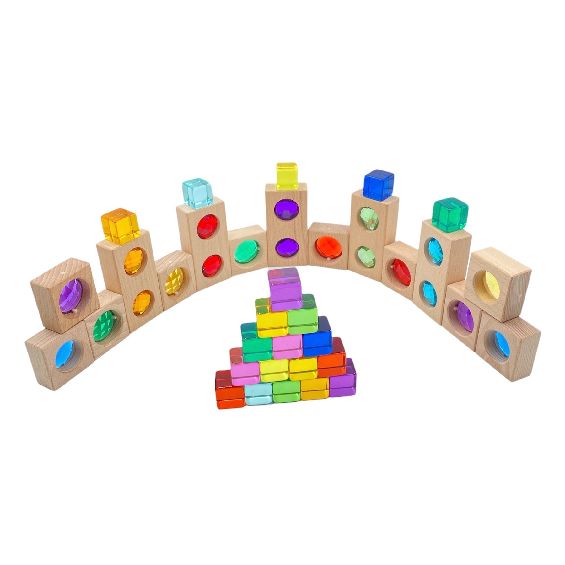 15 Pcs Colored Track With 20 Pcs Lucite Cubes Set With Storage Tray