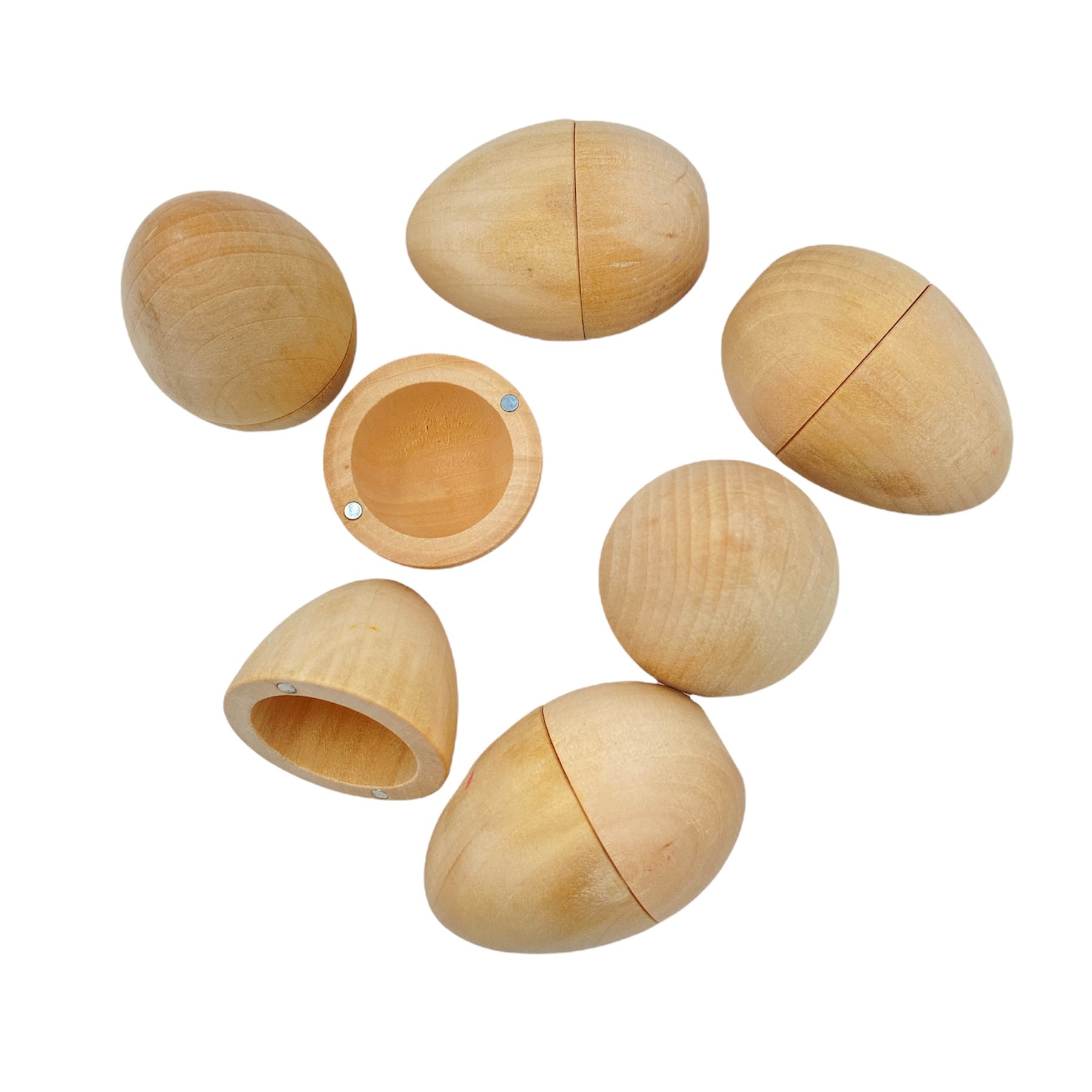 6 Pcs Magnetic Natural Wooden Eggs