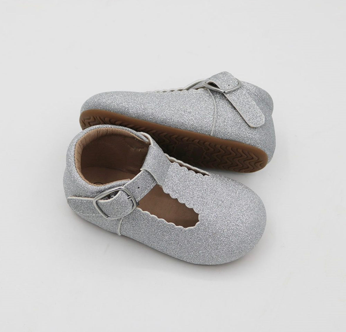 T-straps - Glitter Silver