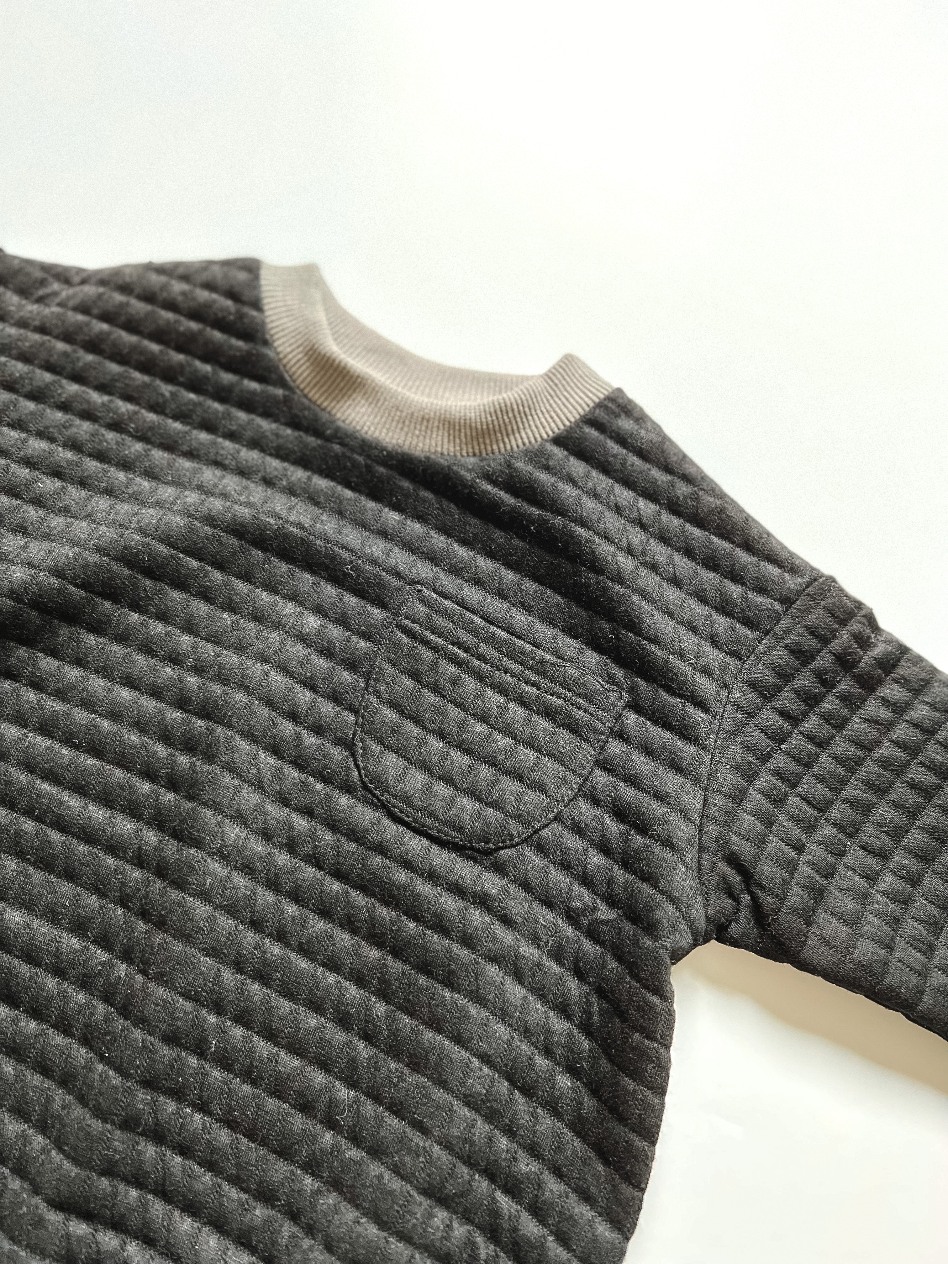 Quilted Sweatshirt Romper - Raven