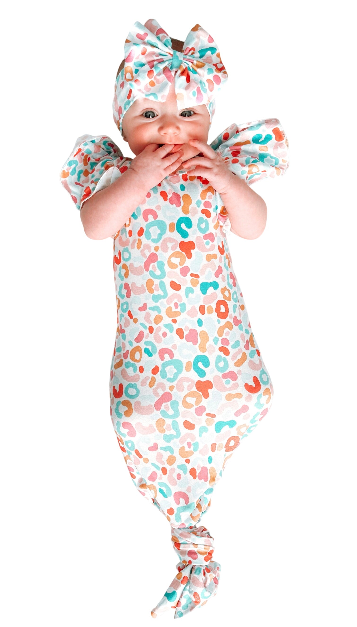 Summer Leopard Flutter Gown And Headband Set