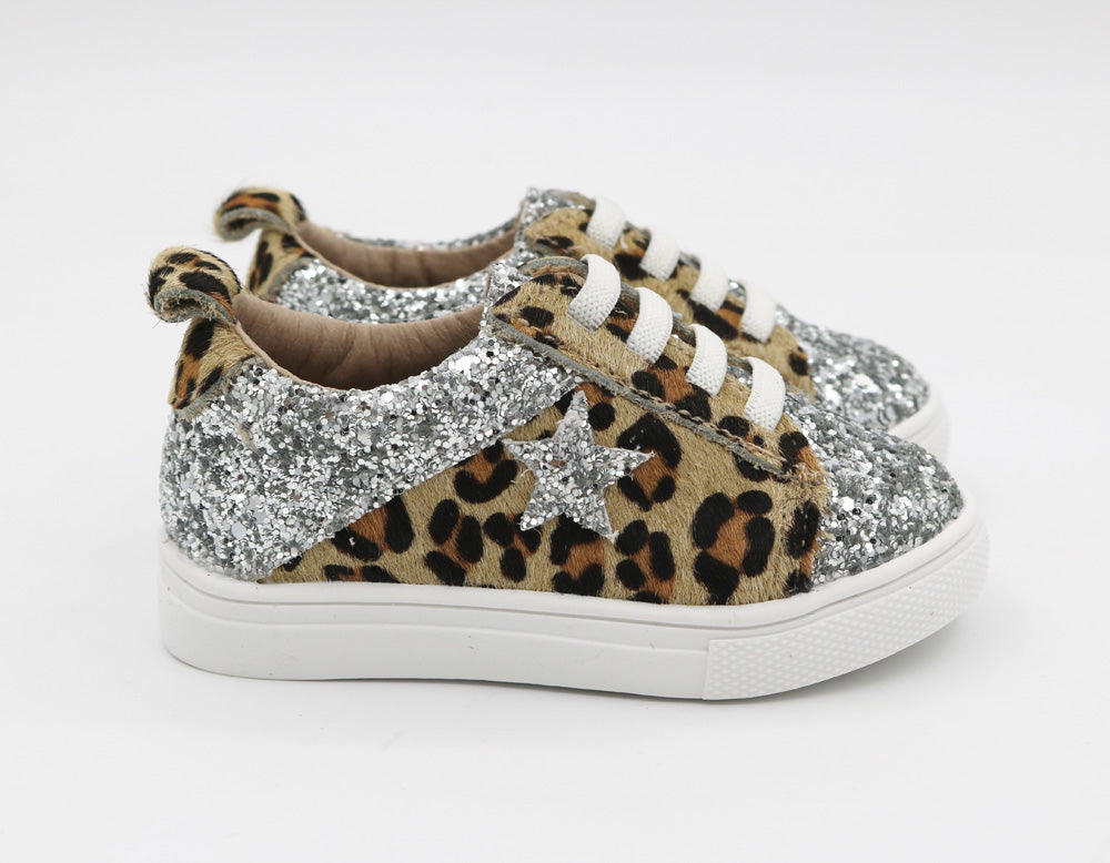 Low Top Sneakers - Hair Leopard / Glitter Star