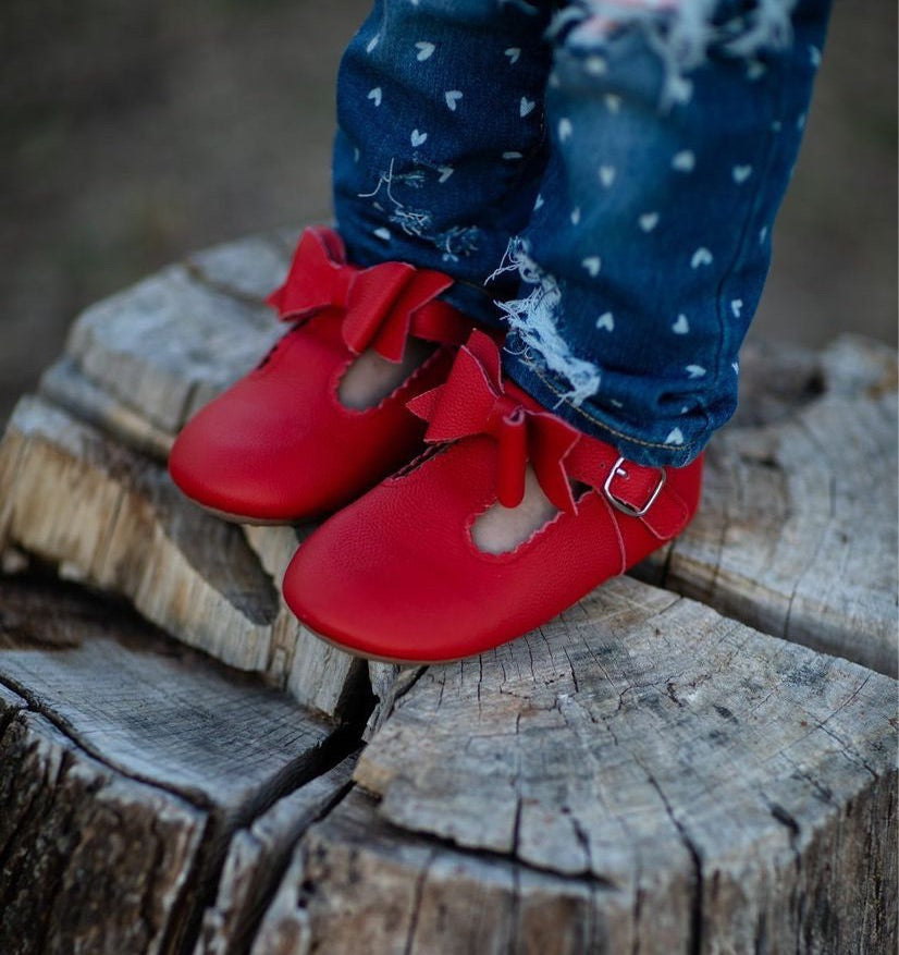 Bow T-straps - Red