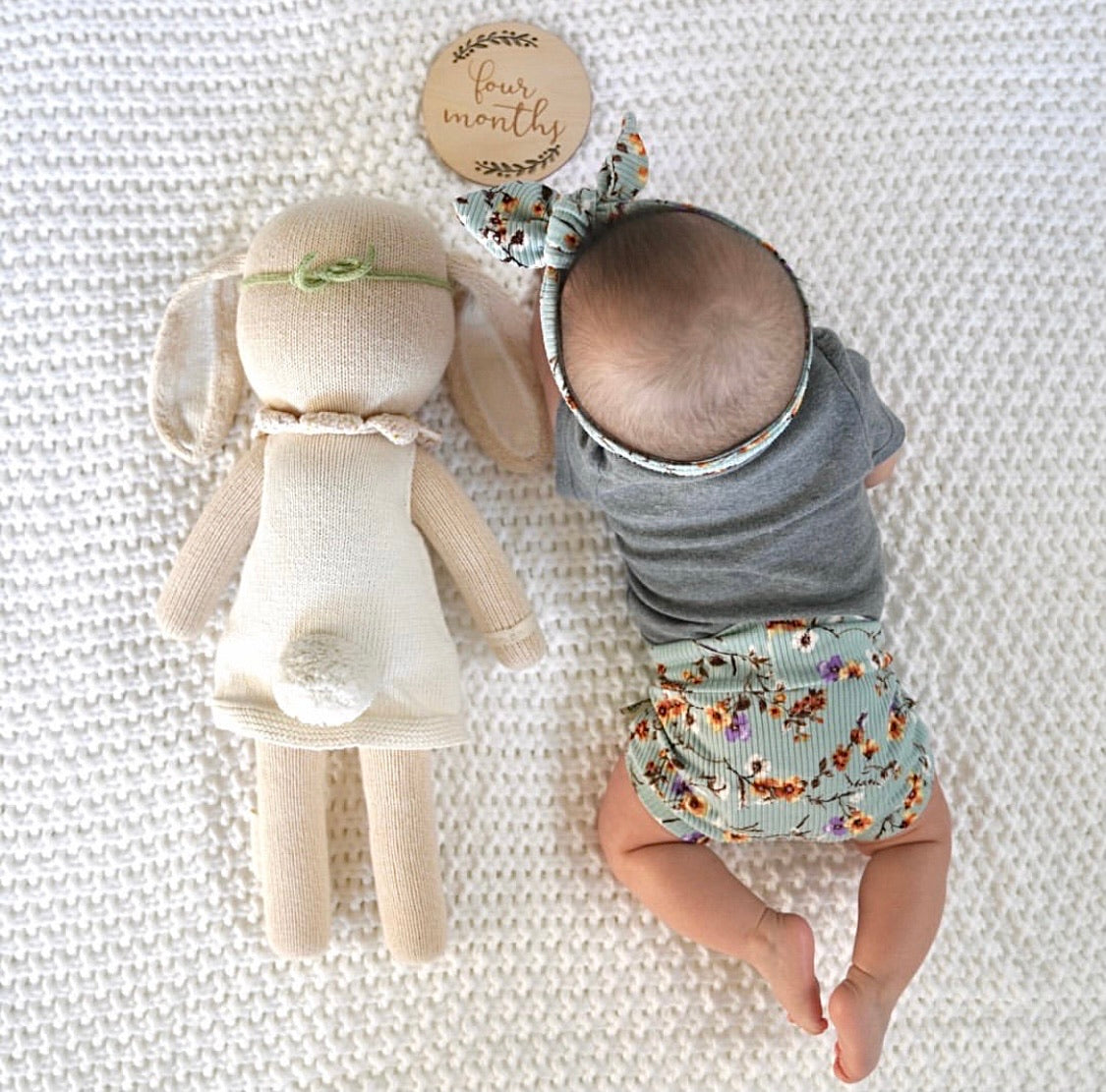 Dried Floral On Sage Ribbed Bummies