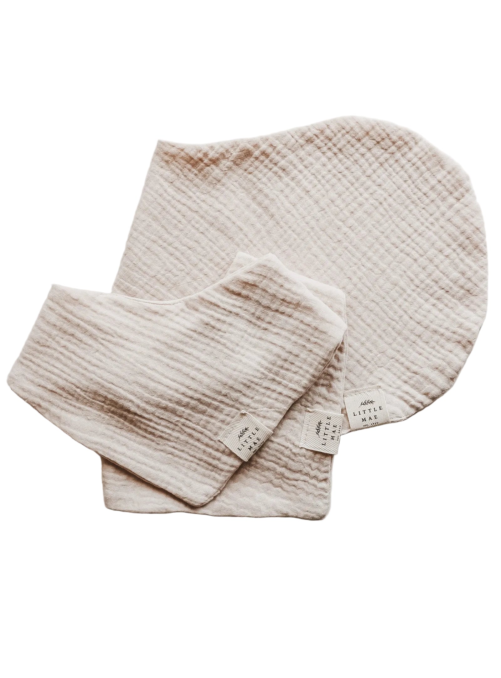 Oat Beige Neutral Baby Bandana Bib Snap Closure