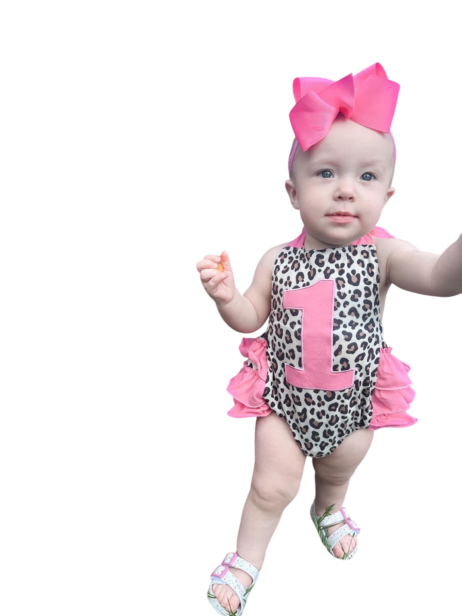 Pink Leopard First Birthday Romper