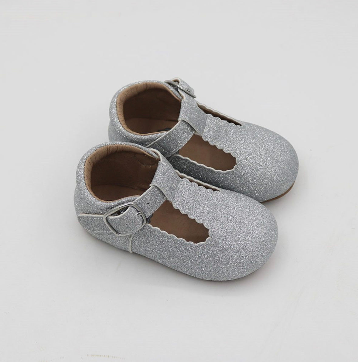 T-straps - Glitter Silver