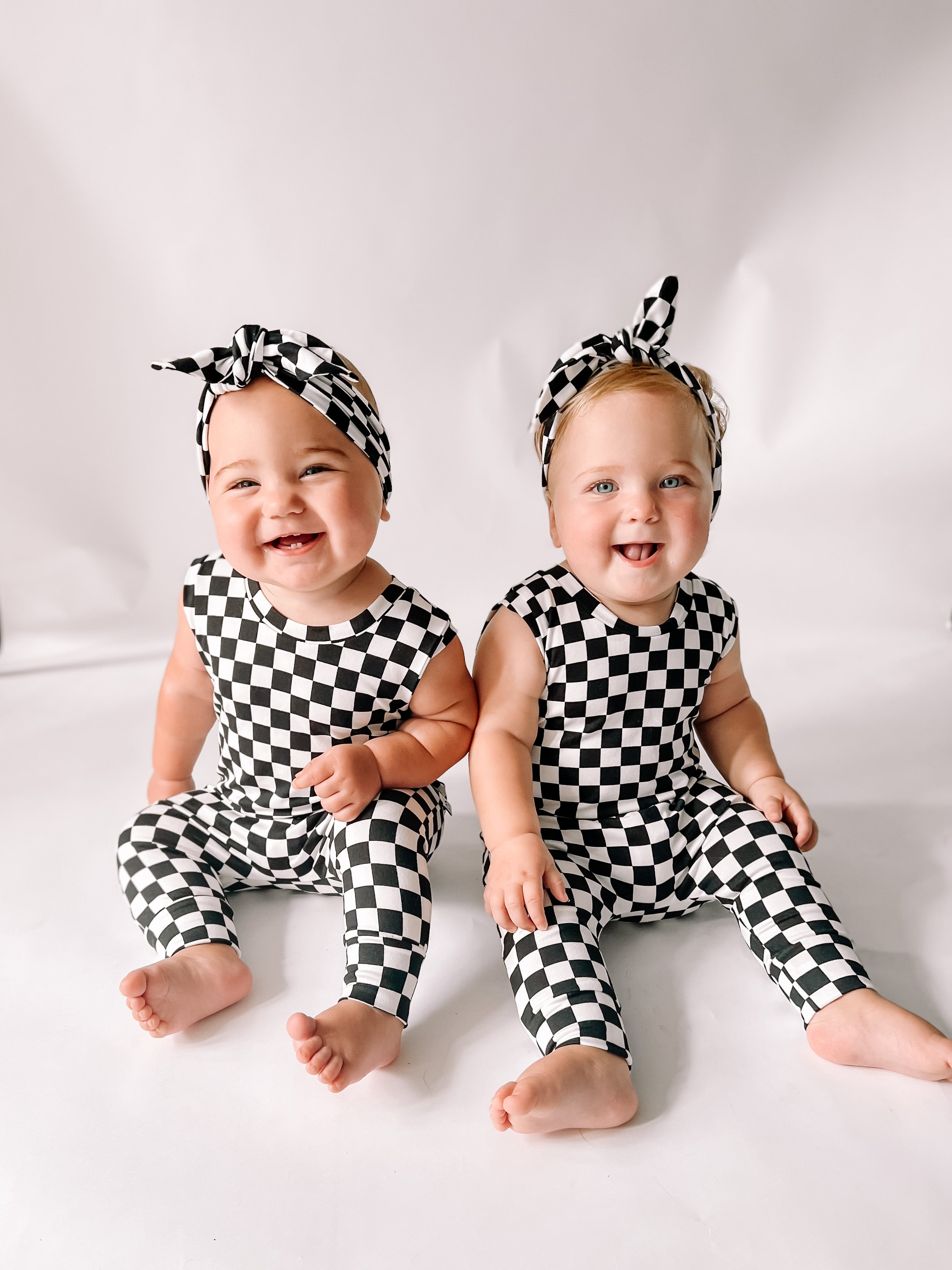 Black Retro Checkered Harem Romper