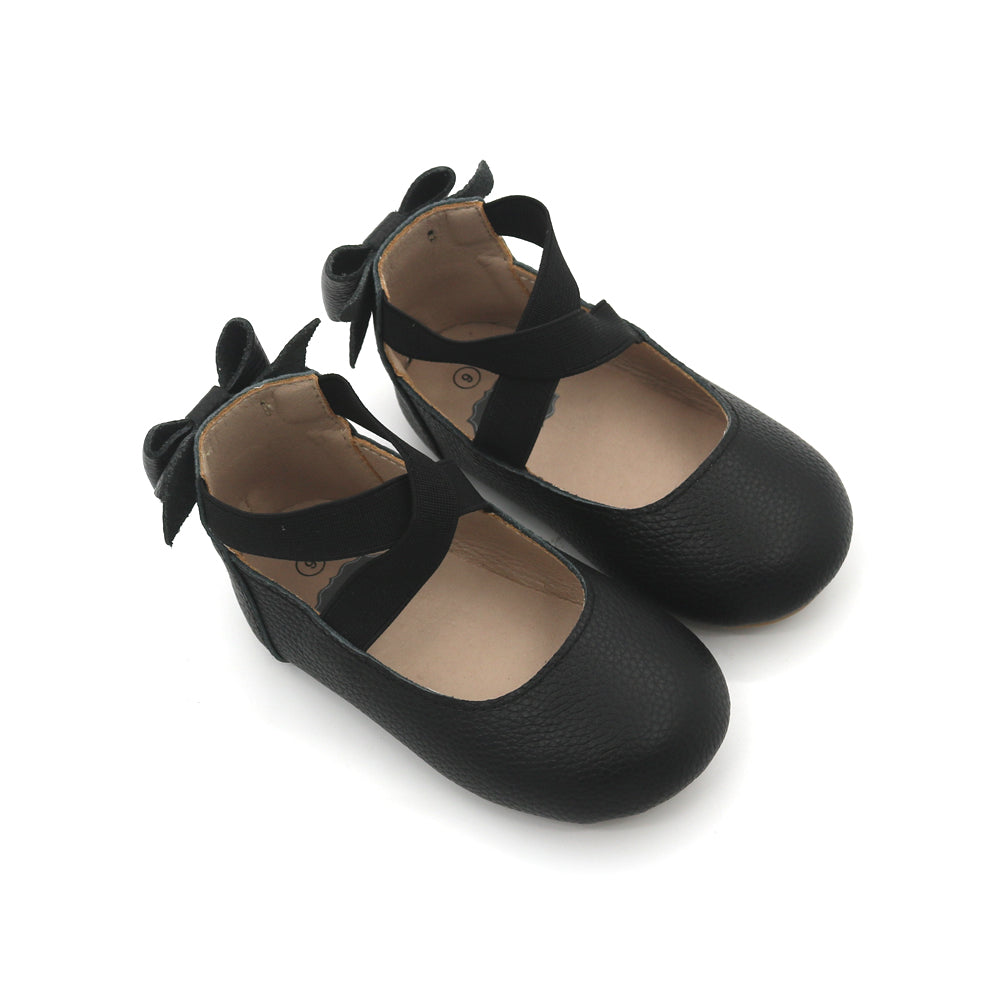 Bow Back Ballet Flats - Black