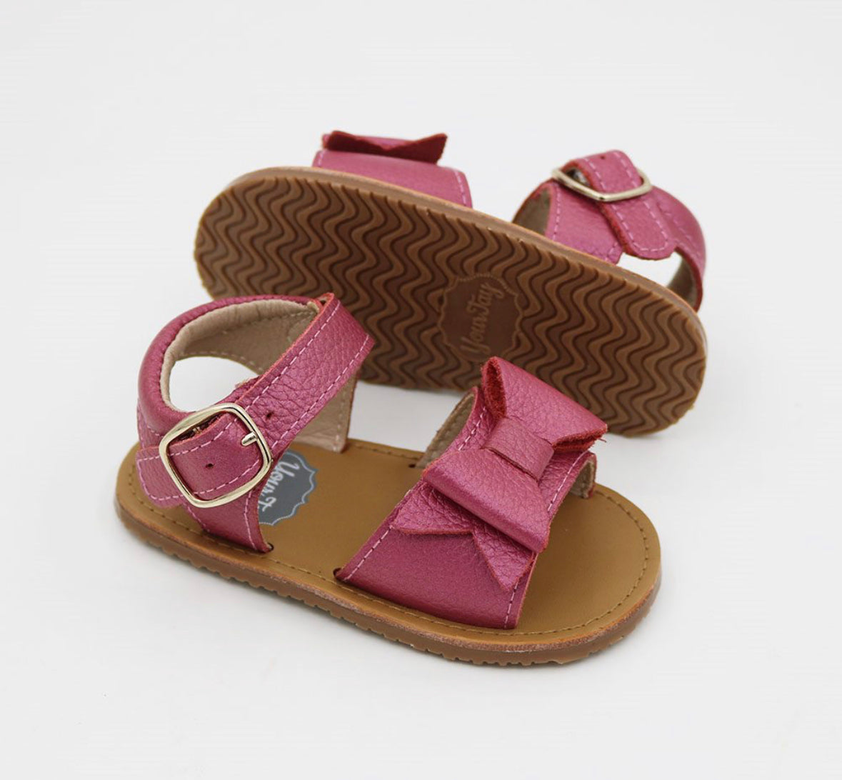 Ellie Bow Sandals - Light Metallic Pink