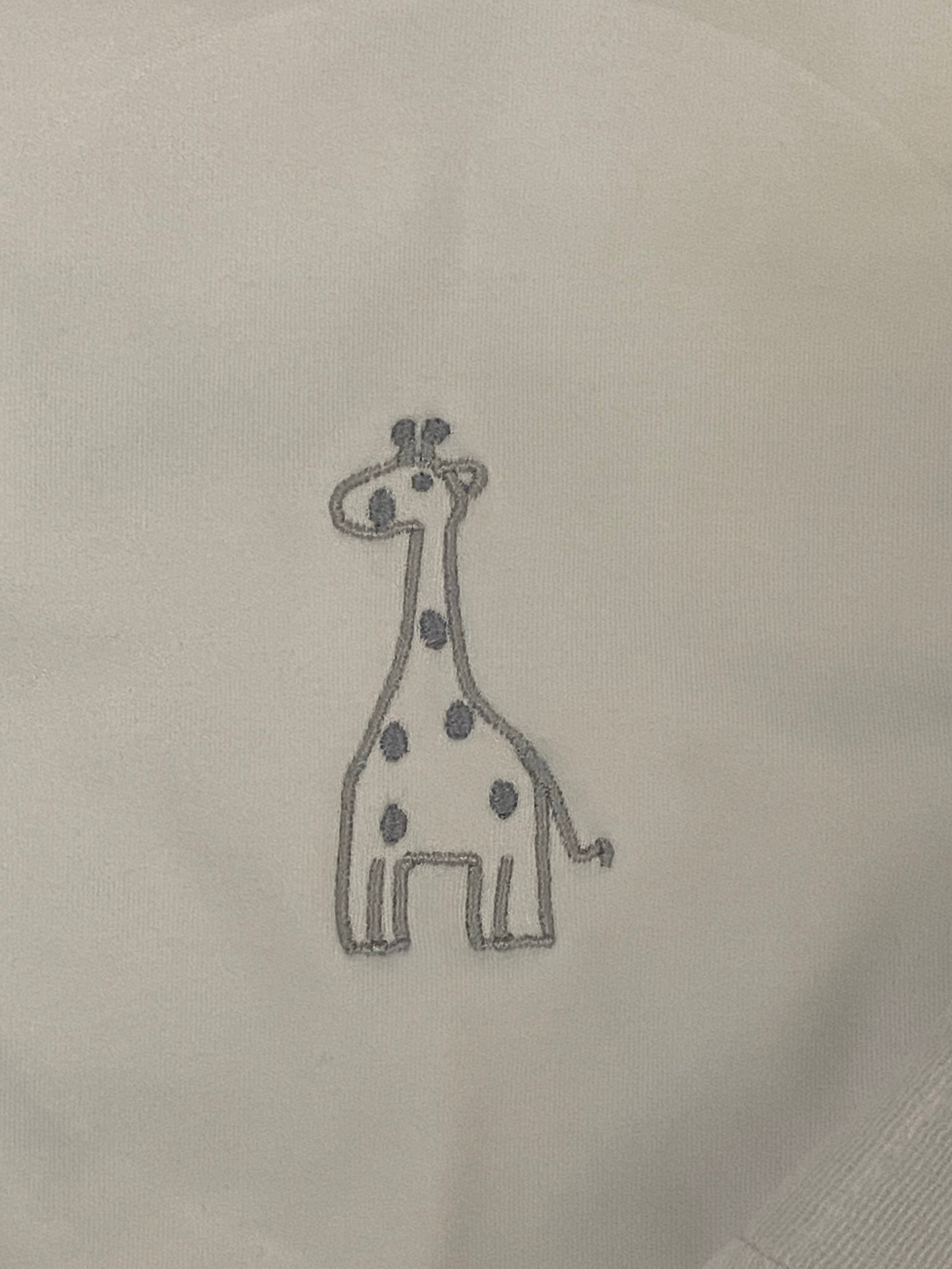 Gray Giraffe Pima Bib And Diaper Burp Cloth Set